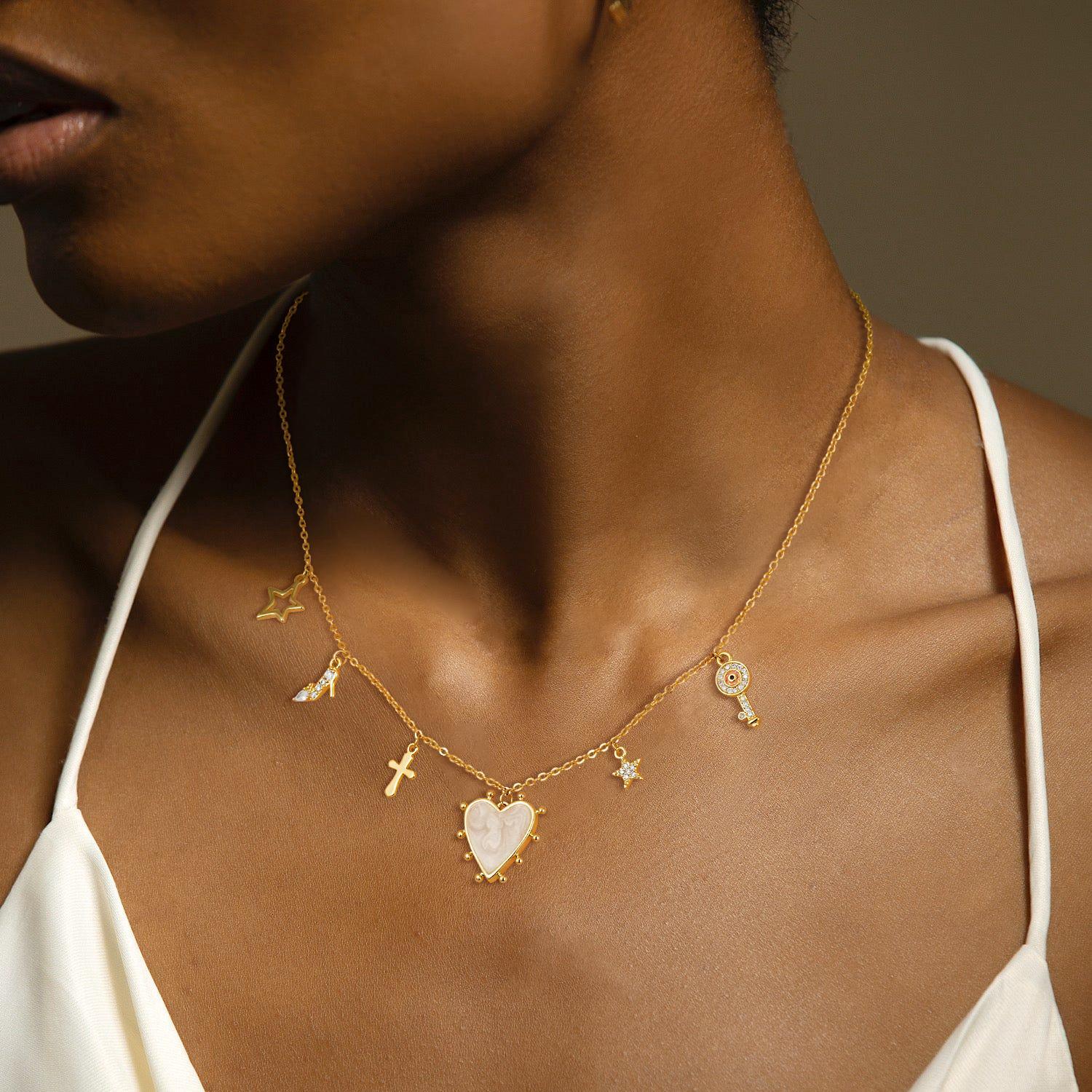 CHESKY Necklace for Women Affordable Necklaces Pendant Charm Cute Chain Choker Trendy Sun Heart Bow Evil Eye Dainty Jewelry