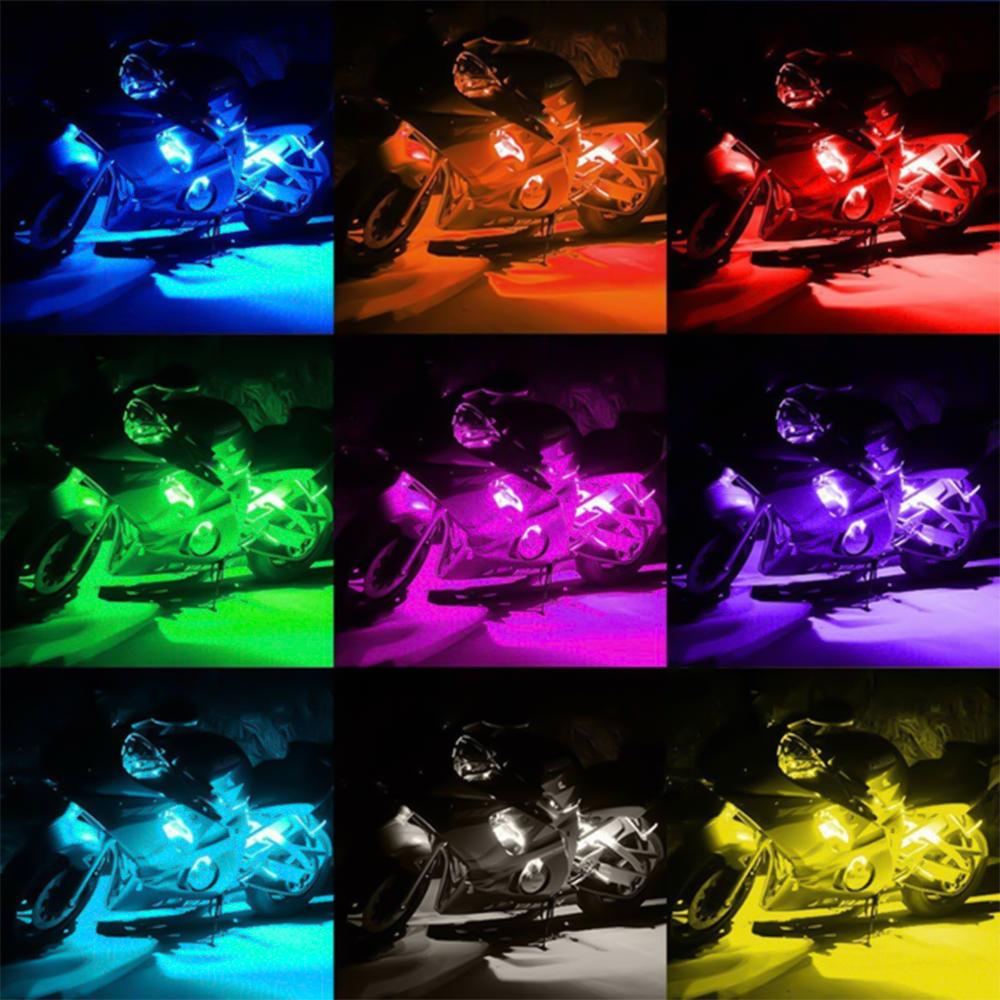 12Pcs Motorcycle RGB LED Neon Under Glow Lights Strip Kit Universal DIY Cool Acc