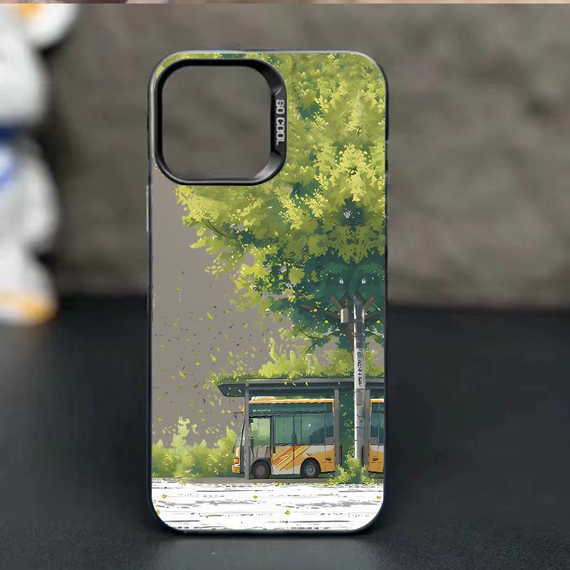 The Green Tree Bus Phone Case Is Suitable for Iphone 15/15 Plus/15 Pro/15 Pro Max, for Iphone 14/14 Plus/14 Pro/14 Pro Max, for Iphone 13/13 Pro/13 Pro Max, for Iphone 12/12 Pro/12 Pro Max, for Iphone 11/11/11 Pro Max/for Iphone