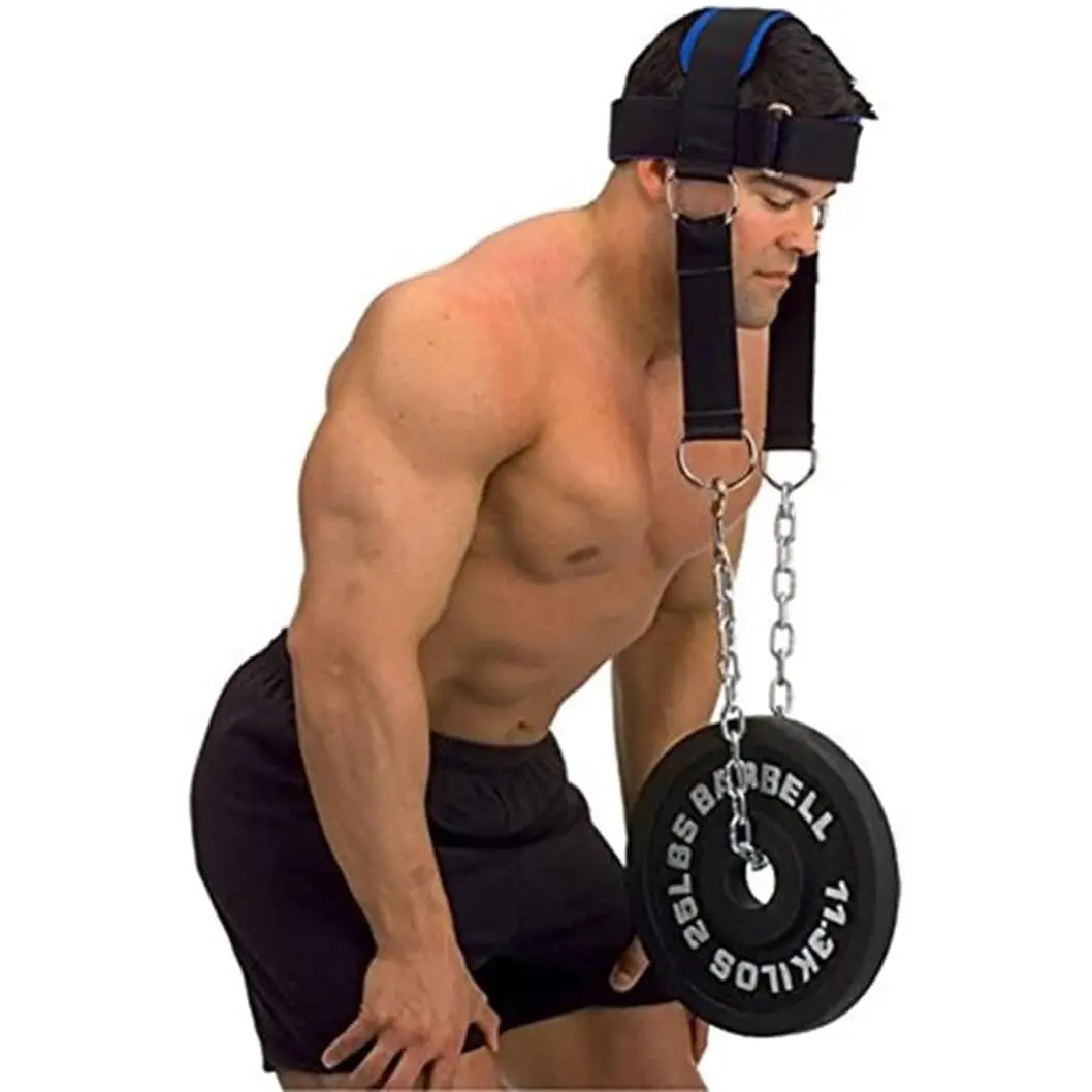 Neck Harness for Weight Training, Neck Trainer with Adjustable Heavy Duty Steel Chain and Strap, Increases Neck Core Strength and Supports Injury Recovery, Neck Exerciser for Home and Gym