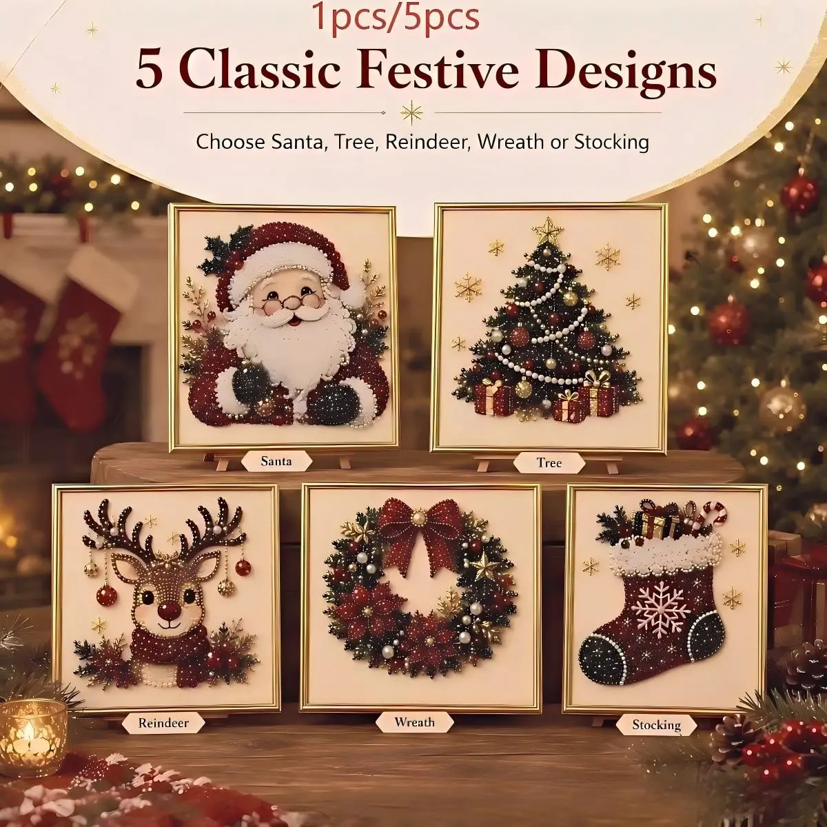 Christmas Pearl Diamond Painting Art Kit, DIY Handicraft Christmas Decoration, Festival Decorations, Perfect for Holiday Crafts and Gifts