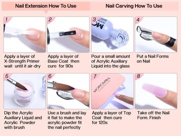 MOROVAN Acrylic Nail Kit with Everything: Professional Nails Kit Acrylic Set with U V Lamp Acrylic Nail Set with Glitter Acrylic Powder Complete Starter Kit for Acrylic Nails Beginner Kit