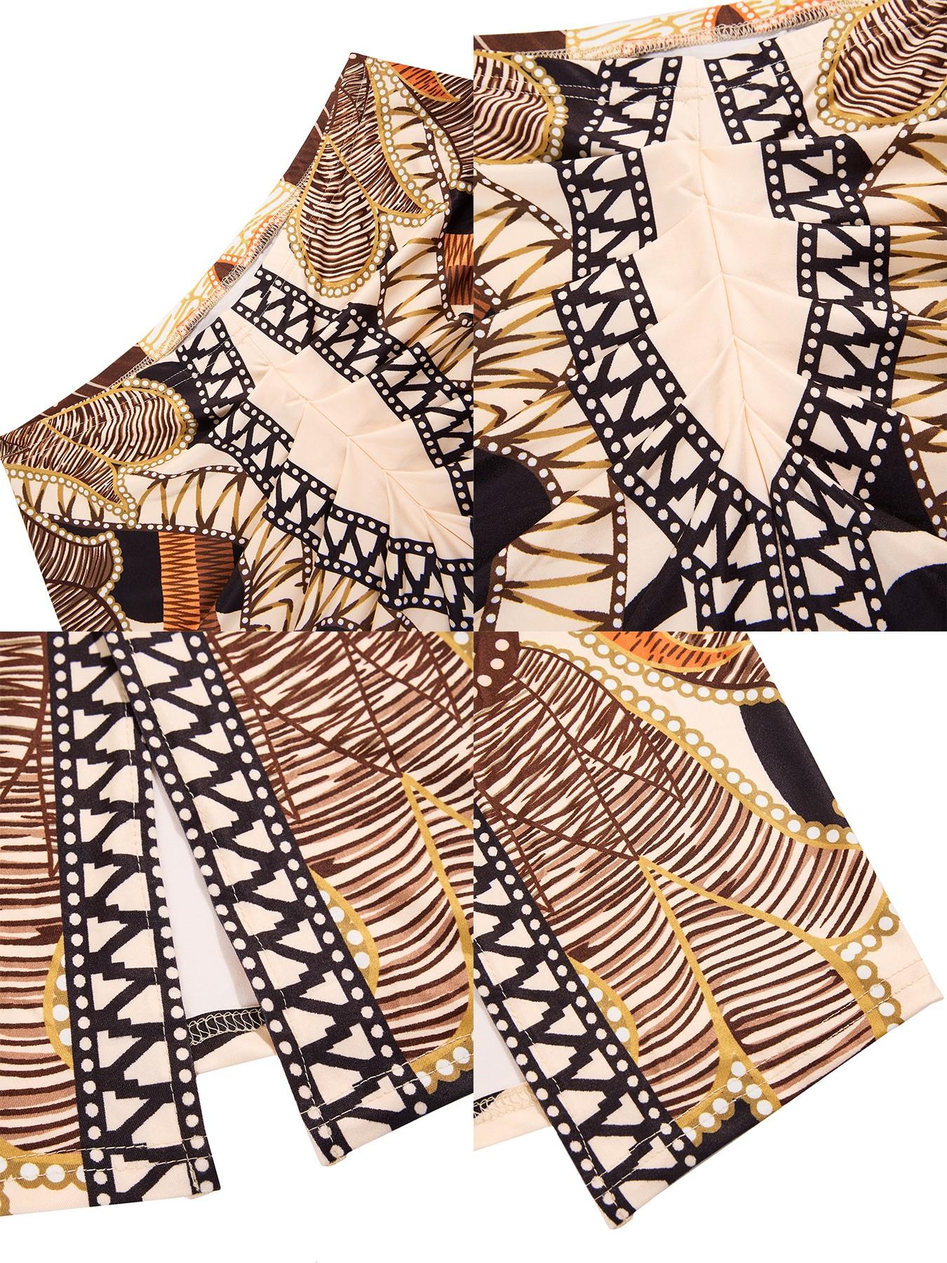 Plus Size Elegant Chic High Waist Fitted Printed Split Maxi Skirt for Women, All Season Casual Dress, Perfect for Christmas and Valentine's Dates