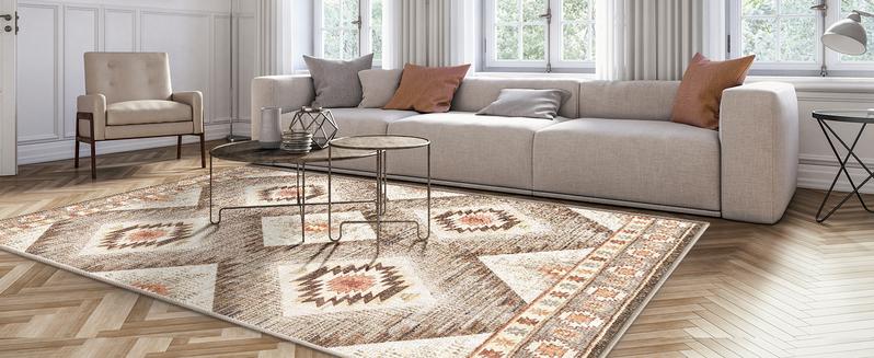 BESTSWEETIE Washable Rugs for Living Room, Area Rugs, Carpet, Soft Faux Wool Vintage Moroccan Runner Rug for Bedroom Non Slip Tpr Backing Low Pile, Distressed Aztec Rug