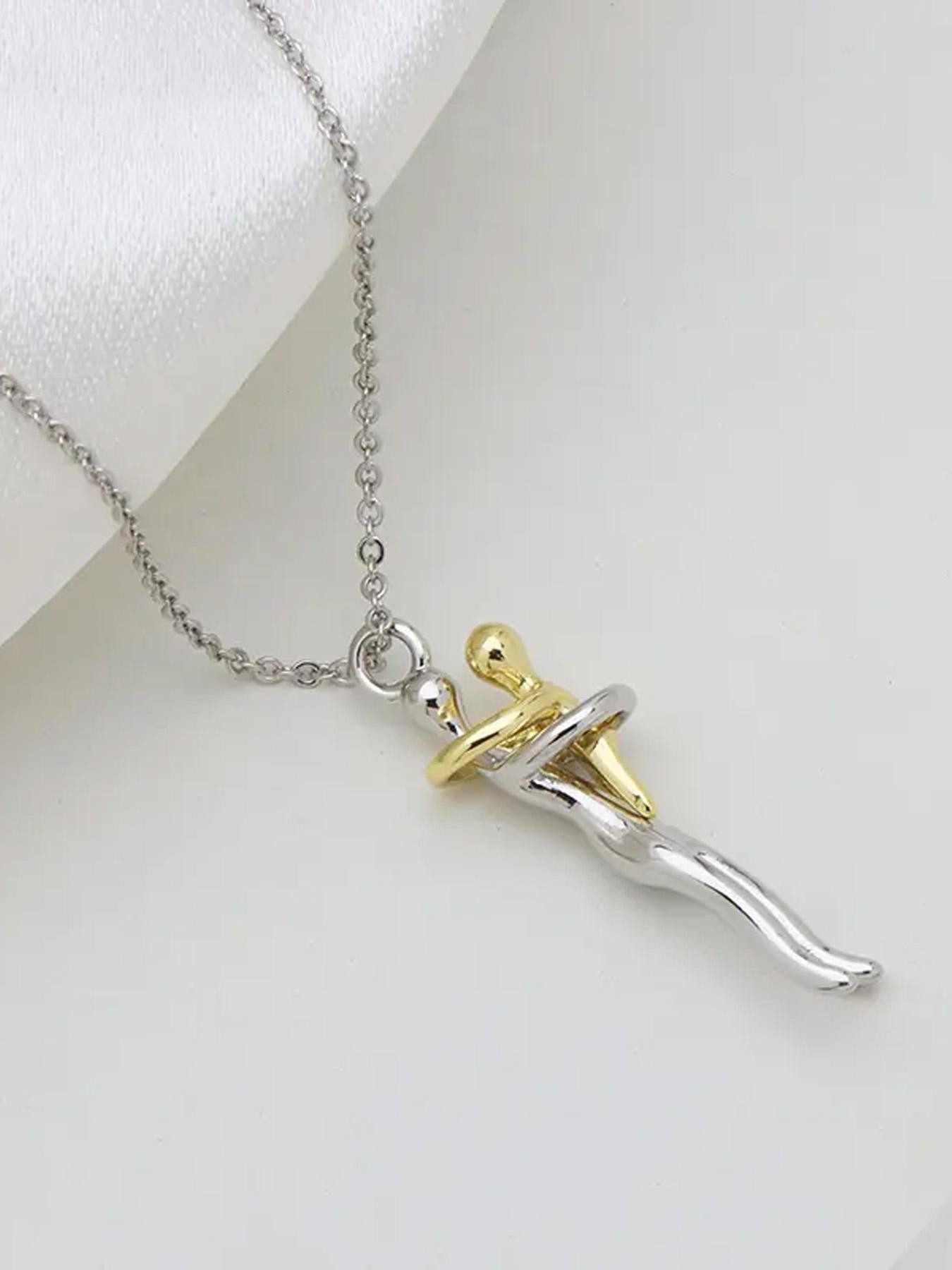 Two-tone hugging necklace, hugging pendant necklace, detachable mother and child pendant, DIY heart-shaped jewelry, a gift for new mothers, a mother's jewelry necklace suitable for special family occasions, a Mother's Day gift for mom.