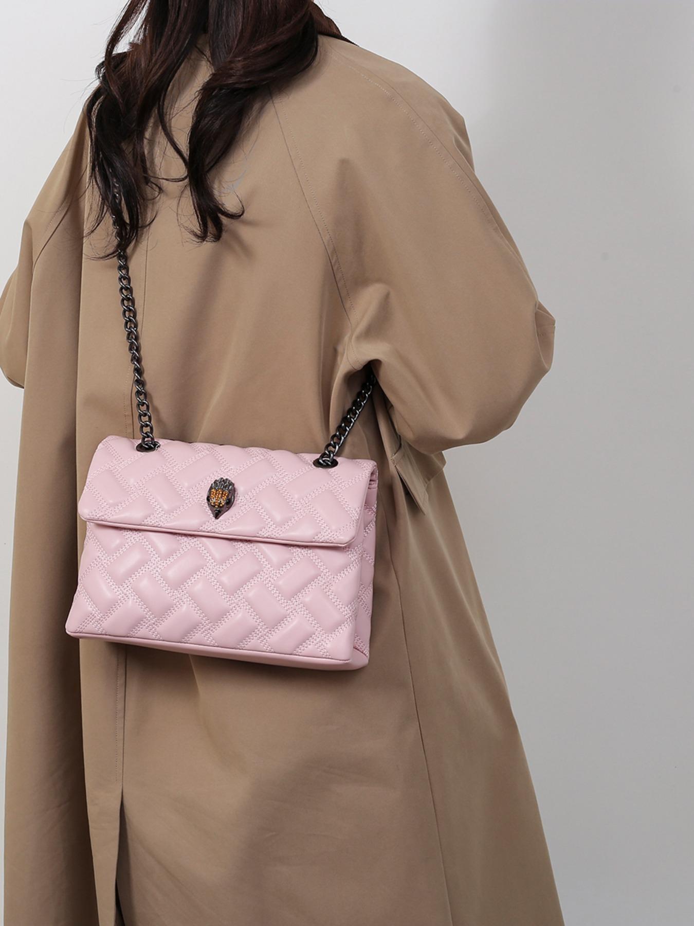 2026 Women's New European Style Chain Bag, Fashionable Patterned Bag, Solid Color Rhombus Embroidery, Large Capacity Crossbody Shoulder Bag, Perfect for Commuting