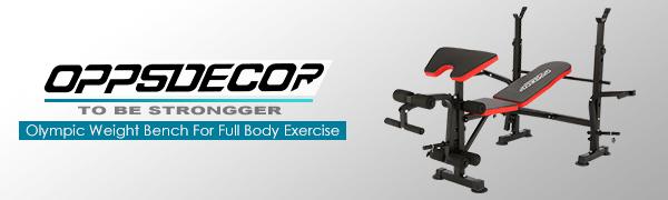 OPPSDECOR 6-in-1-660lbs Adjustable Weight Bench Set with Barbell Rack, Incline Bench Press, Leg Developer & Preacher Curl Capacity for Home Gym(bar and weight are not included)
