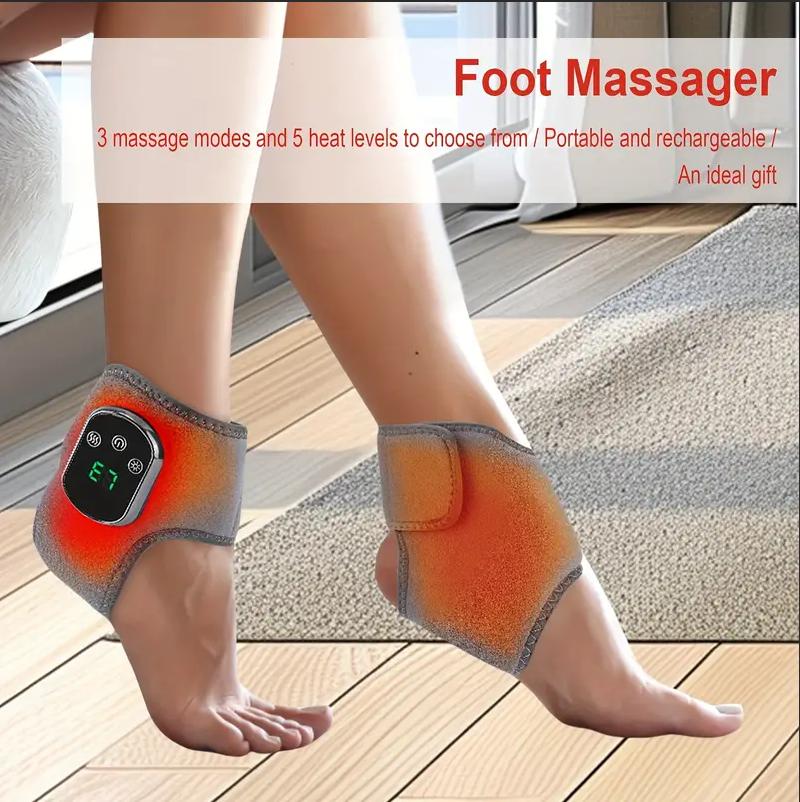 Foot Massager, 3-in-1 Foot Revive Massager, Cordless Heated Ankle Wrap with 3 Vibration Mode, 5 Heat Levels for Achilles Tendinitis And Plantar Fasciitis (2pcs)