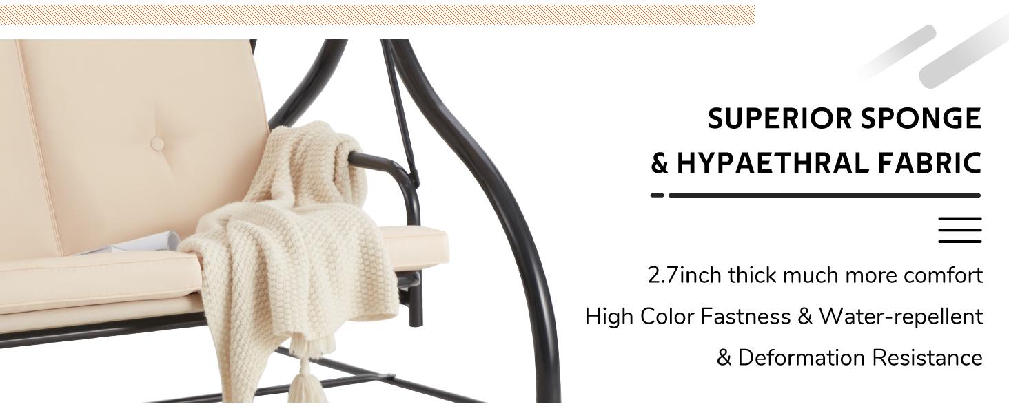 AECOJOY Outdoor Patio Swing Bed with Adjustable Backrest & Canopy 2-in-1 Convertible Patio Swing Set Standing Swing for Comfortable Outdoor Time