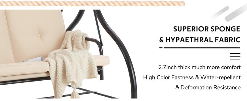 AECOJOY Outdoor Patio Swing Bed with Adjustable Backrest & Canopy 2-in-1 Convertible Patio Swing Set Standing Swing for Comfortable Outdoor Time