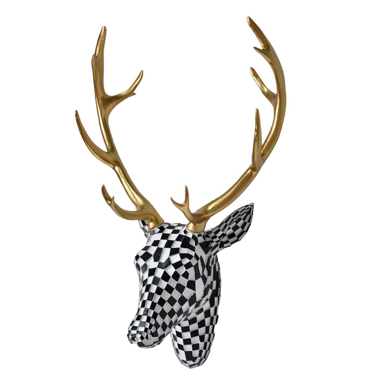 3D Mosaic Deer Head Decorative Wall Art, Resin Animal Sculpture, Hanging Decor for Living Room, Bedroom, Office, Wall Accent Gift