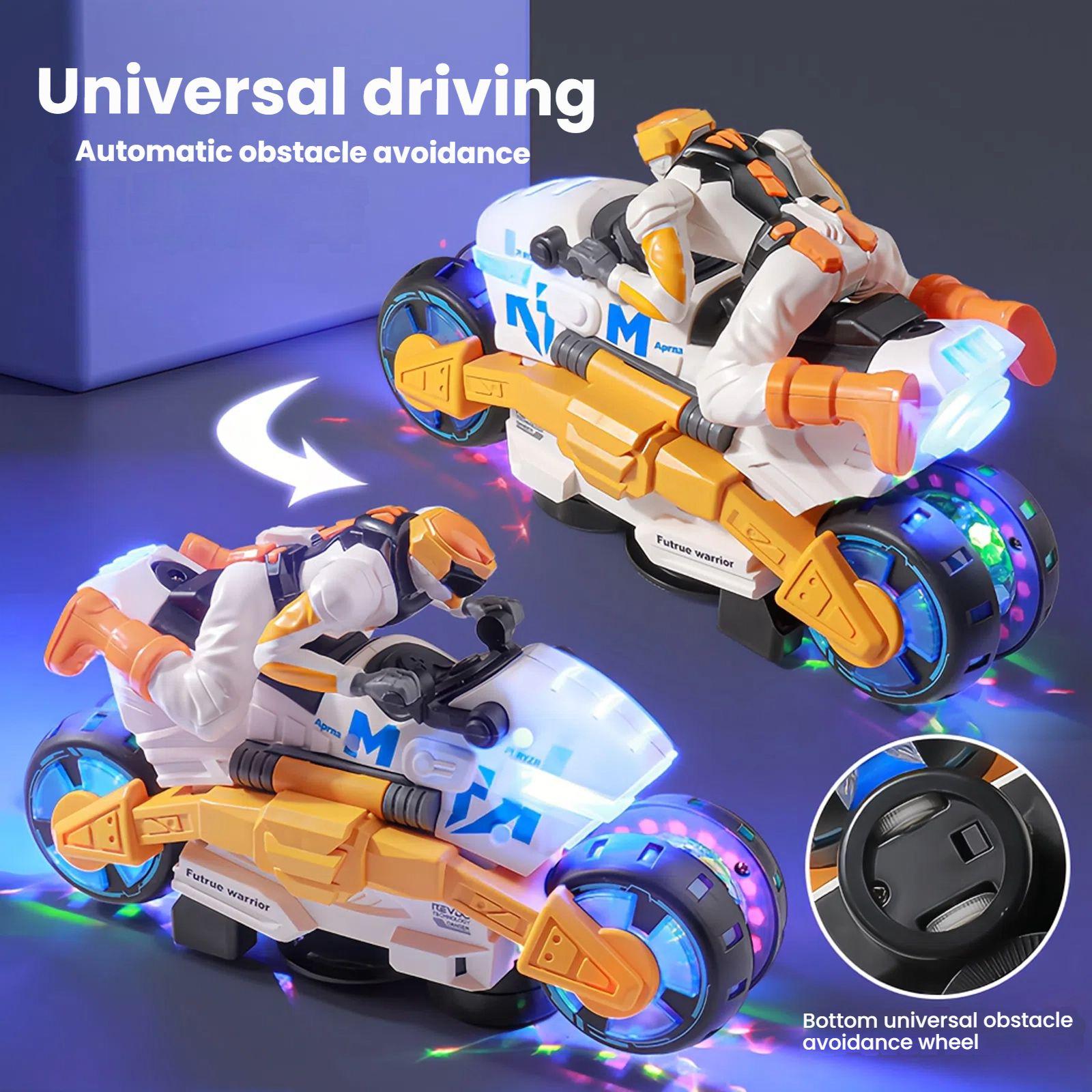 Auto-rotating Electric Motorcycle Vehicle Toys with Smart Obstacle Avoidance, Spins, 360° Movement，Dazzling Lights, Cool Music & Transformation; Christmas Birthday Gift for Kids Boys Girls，Kids Play, Gaining Pride.toy motorcycles for toddlers 2-4  /  TOYS
