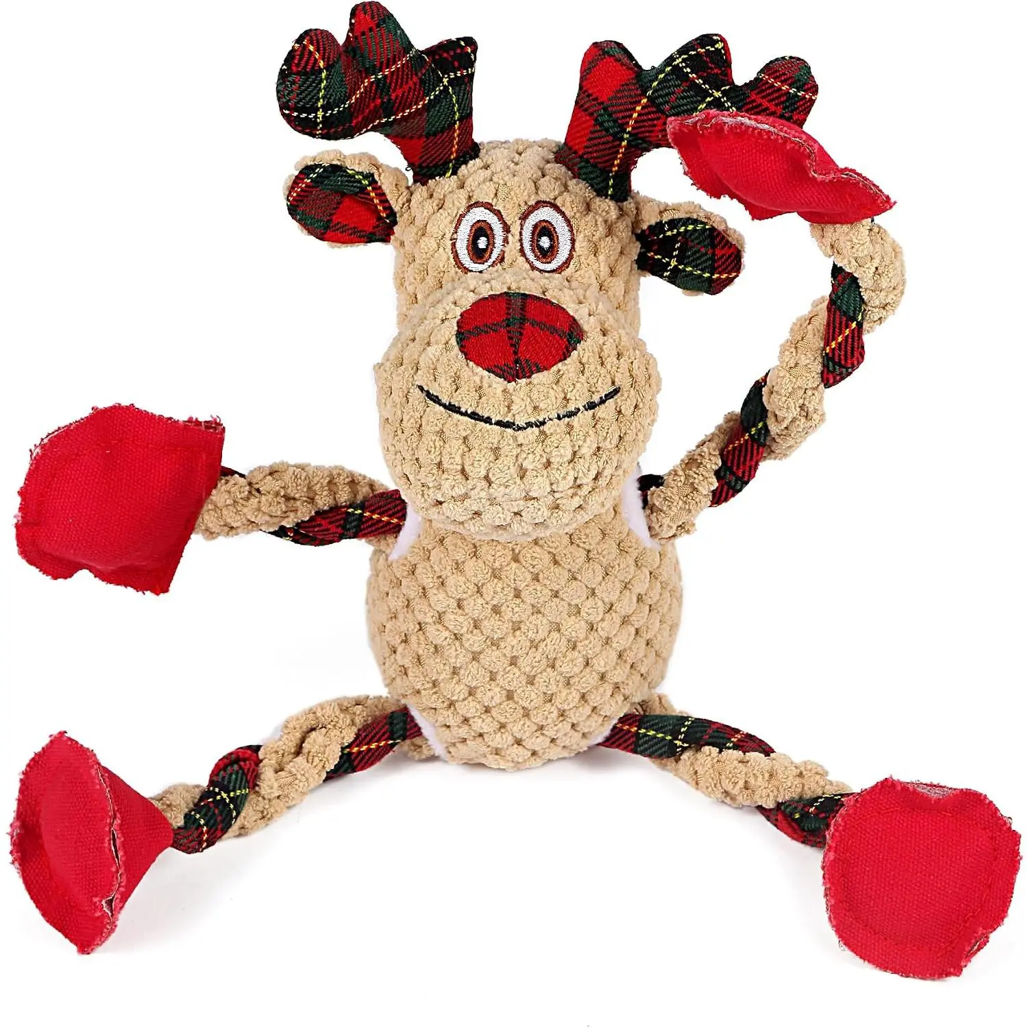 Christmas  Toys for Small Medium Large Dogs, Squeaky Plush  Toys with Squeaker & Crinkle - Tough Durable Lambchop Stuffed , Puppy Stocking Stuffers (Brown)