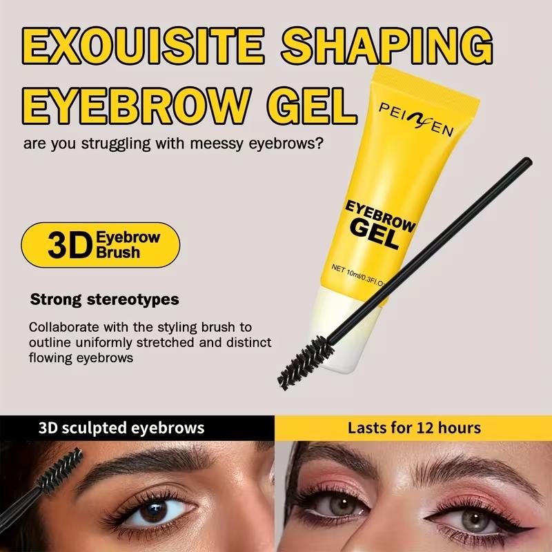 Brow gel with brush, 3D clear colorless setting eyebrow mascara, 12-hour long-lasting, waterproof and sweatproof, strong-hold shaping gel, Brow Lamination Gel, suitable for all eyebrow types, creates a bold eyebrow look,
