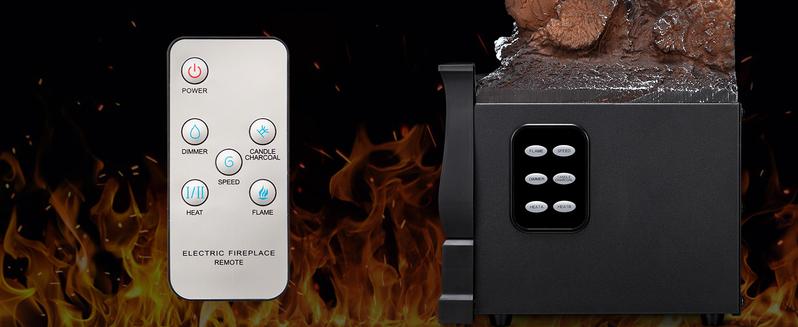 R.W.FLAME Electric Fireplace Log Heater,Remote Control, Adjustable Flame Brightness, Realistic Ember Bed, Overheat Protection, For Home and Office, 750W/1500W