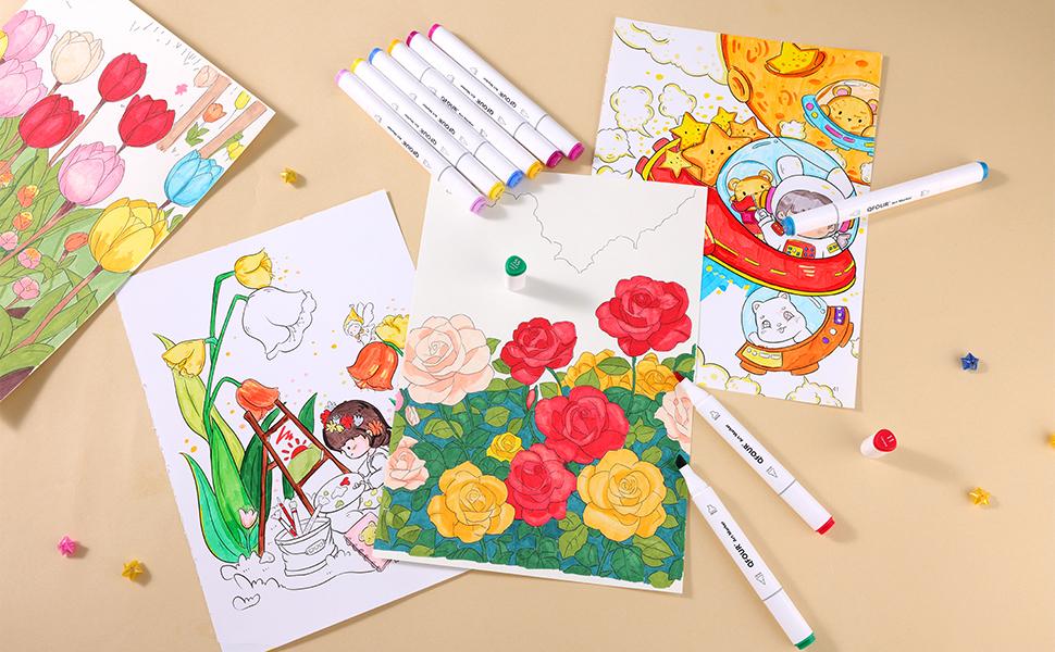 80/120 Color Dual Tip Alcohol Markers - Smooth Blend for Pro Sketching & Creative Projects Colorful Precision Pens with Travel Case