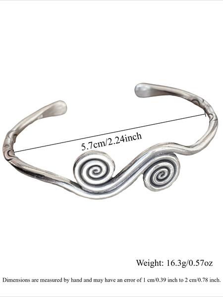 Bohemian Spiral Design Adjustable Bracelet, Cuff Bangle, Vintage Unisex Casual Daily Wear, Creative Old Look Fashion Accessory