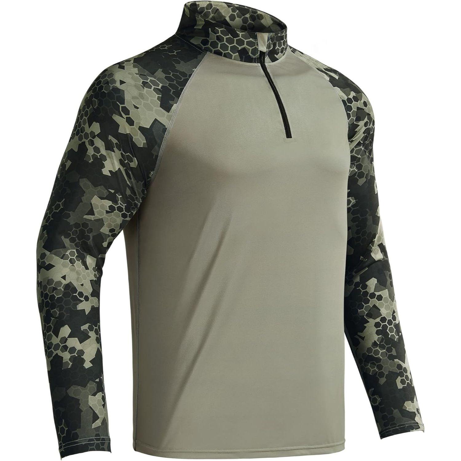 【RODEEL】913 Quarter Zip Long Sleeve Shirts Men UPF 50+ Sun UV Protection Lightweight Quick Dry Moisture Wicking Breathable Cooling Athletic Activewear for Outdoor Sports Gym Workout Hiking Camping Running Fishing Hunting Boating Menswear, Holiday Gift