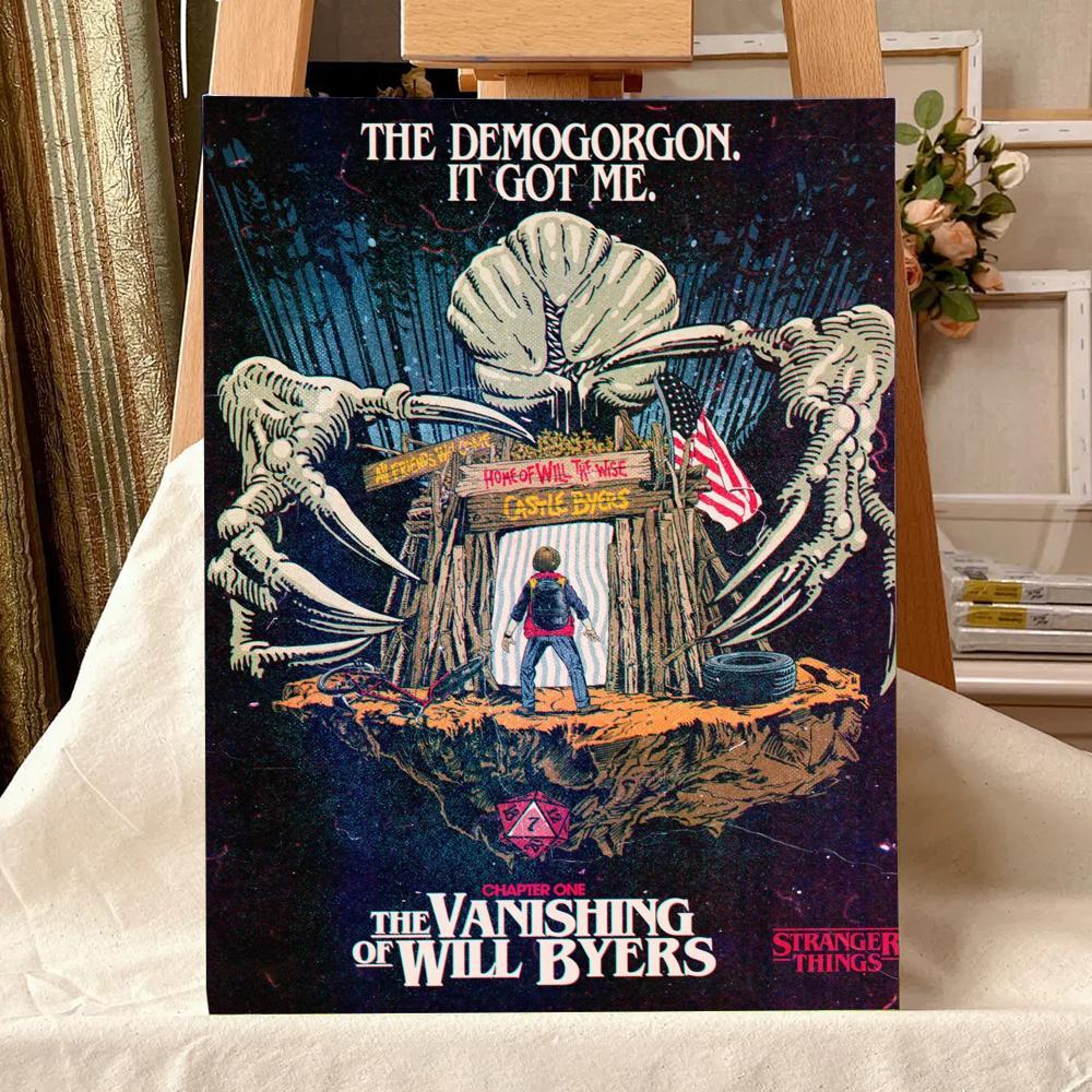 TV Series S-Stranger T-Things Painting Calligraphy Waterproof Scratch-Resistant Canvas Wall Art – Premium Oil Painting Style HD Print | Modern Aesthetic Home Decor for Living Room, Bedroom, Kitchen & Café | Perfect Holiday, Housewarming & Party Gift