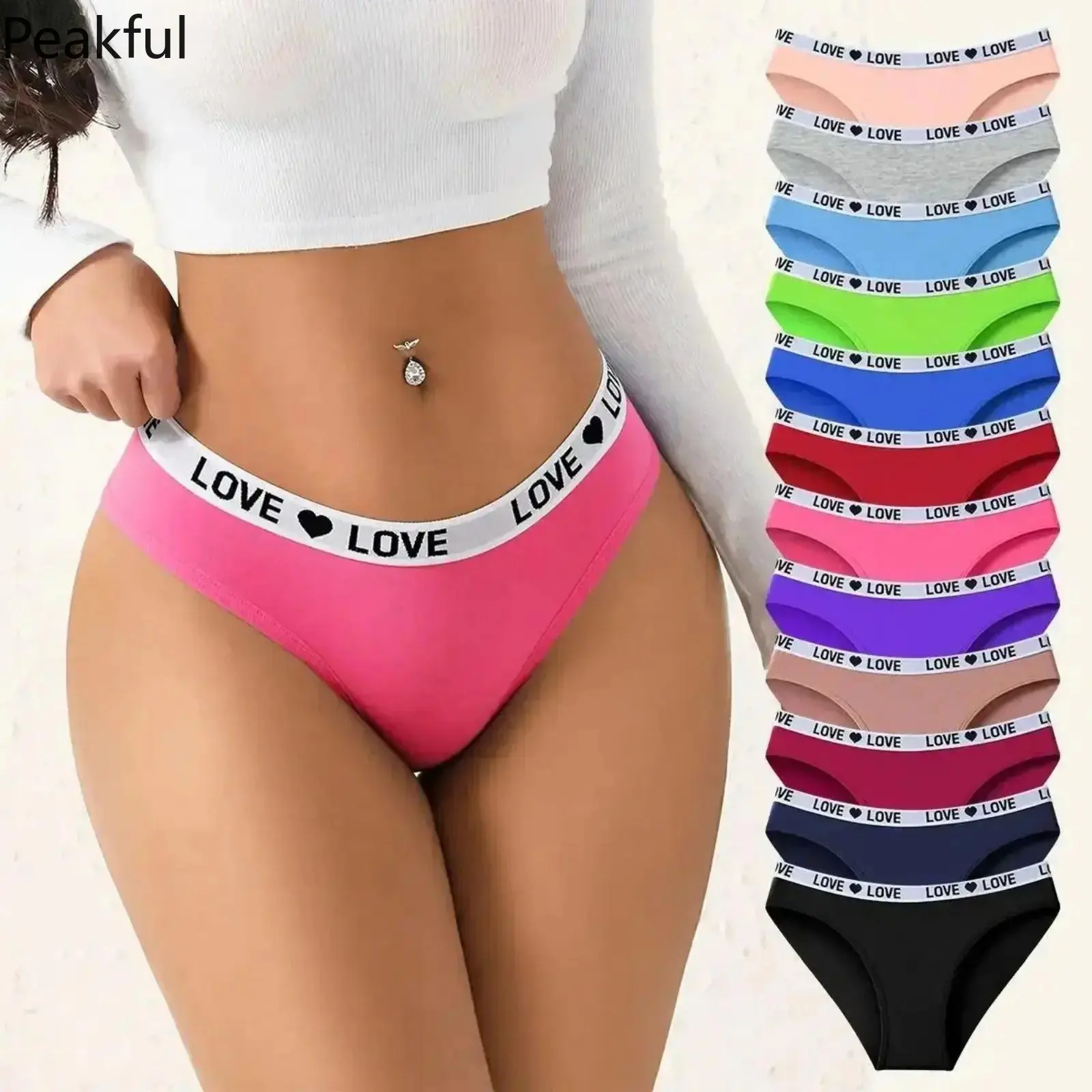 7/10/12 Pack Women Cotton Brief Panties Soft Stretch Breathable Underwear Multi Pack Color Block Letter Print Comfort Knickers Athletic Teen Gift