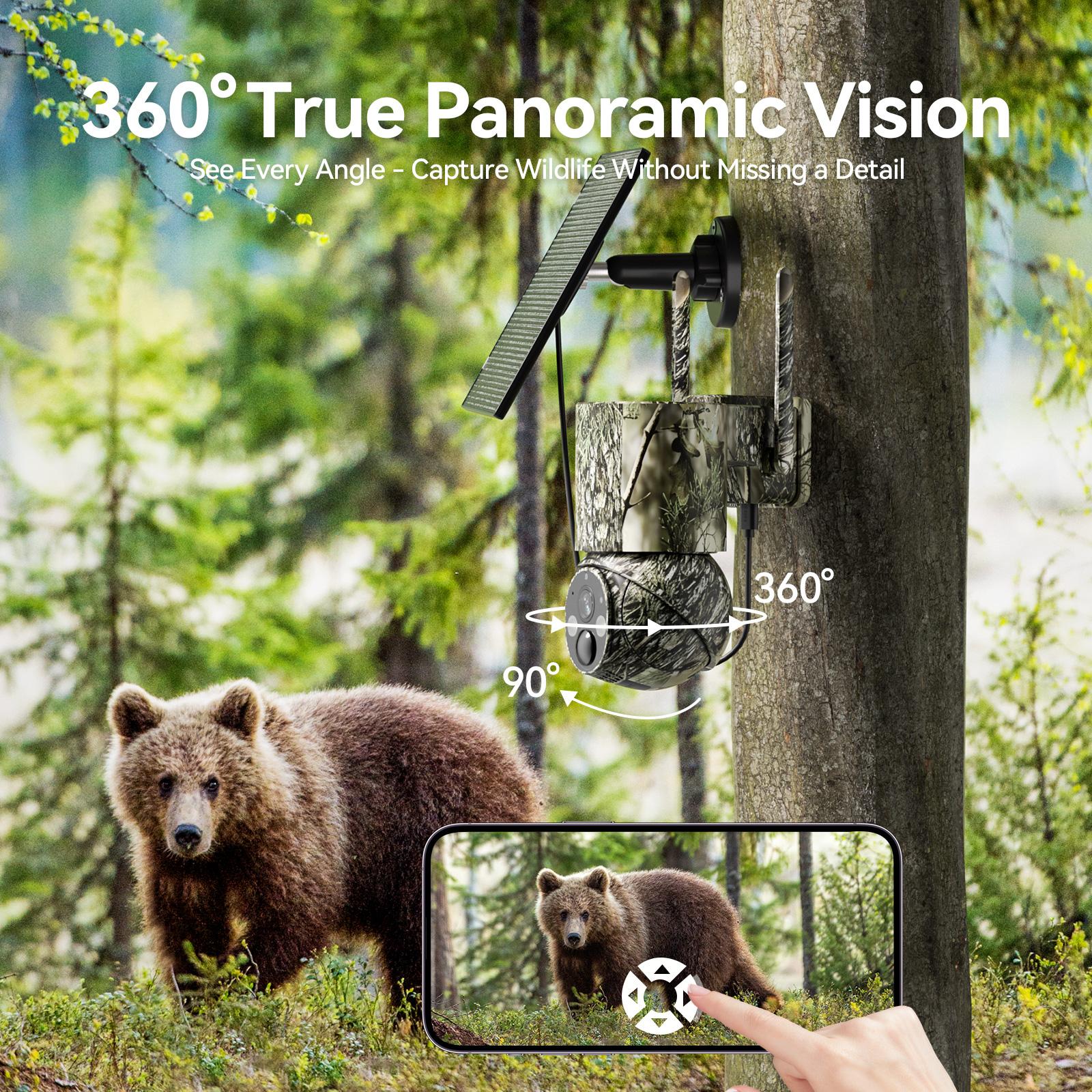 Deatti 4G LTE Cellular Camera with Solar Panel, Built-in SlM Card,UNLIMITED Data Plan,wildlife photography NOT SUPPORTWIFl, Live Camera with 360° Pan Tilt