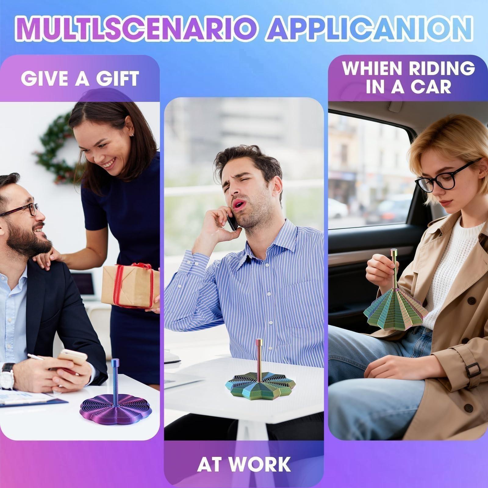 Rainbow Spiral Geometric Pyramid Stress Relief Toy, Expandable Stretch Spring Fun, Colorful Sensory Universal Toy for Desk Games