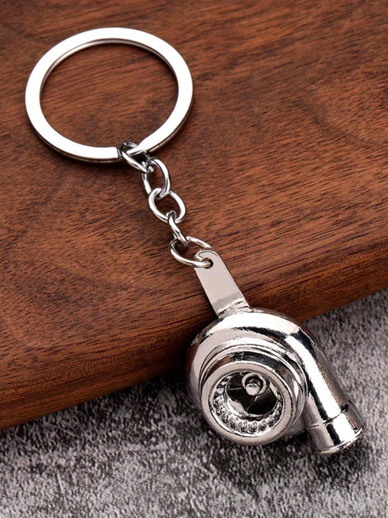Turbocharger Keychain Set, 2 Zinc Alloy Street Style Car Accessories, Metal Key Ring with Waist Chain, Automotive Modification Parts