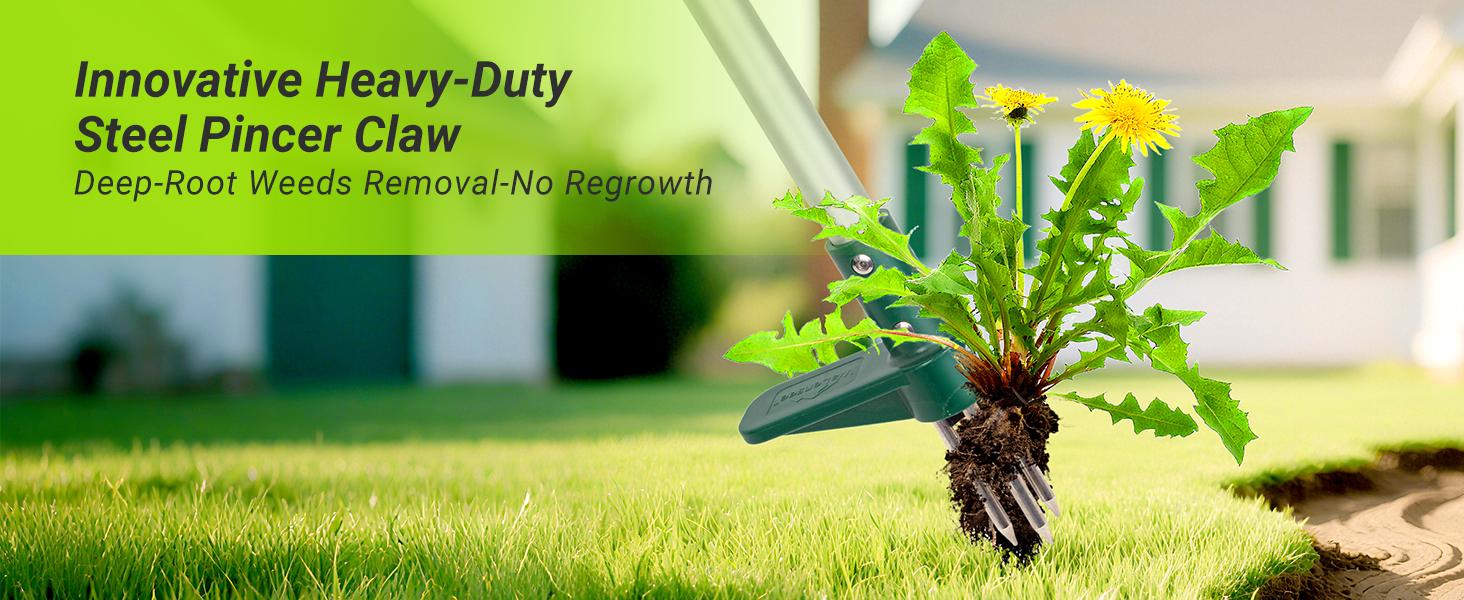 Walensee Stand-Up Lawn Root Puller – Heavy-Duty Garden Tool with 3 Claws – Effort-Saving Step-and-Pull for Dandelions & Deep-Root Plants – Fall Cleanup & Black Friday Gift Idea