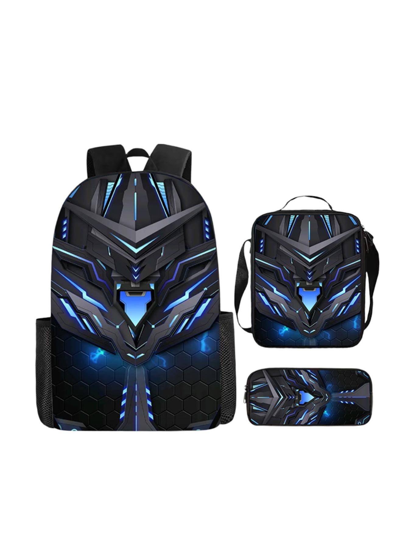 Mechanical Style Three-Piece Backpack Set, Casual Daily Use Bag for Boys, Durable Student Bookbag with Spacious Design, All Seasons