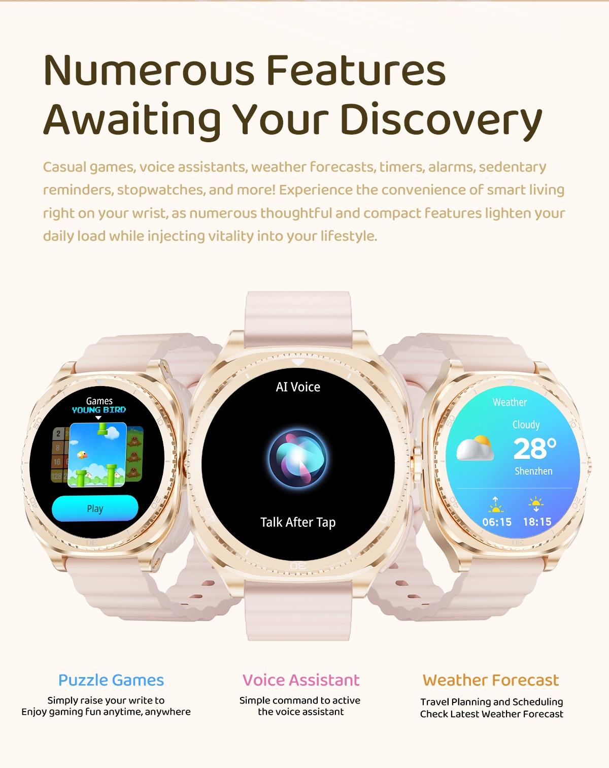 Women Smart Watch with Bluetooth Earbuds Wireless Fitness Tracker Heart Rate Monitor Music Playback Phone Calls for iOS Android