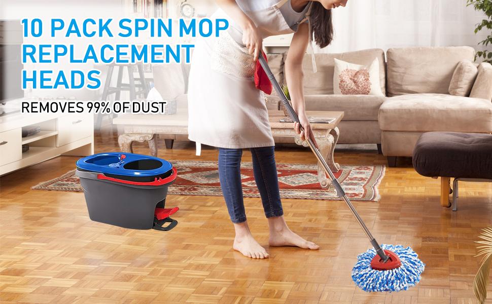 (only fit 2 Tank System) 10 Pack Mop Replace Heads Compatible with O-Cedar Easywring Rinseclean 2-Tank System, Spin Mop Head Replacement, Microfiber Mop Refills for Deep Cleaning, Washable and Reusable Household Items mop and bucket set