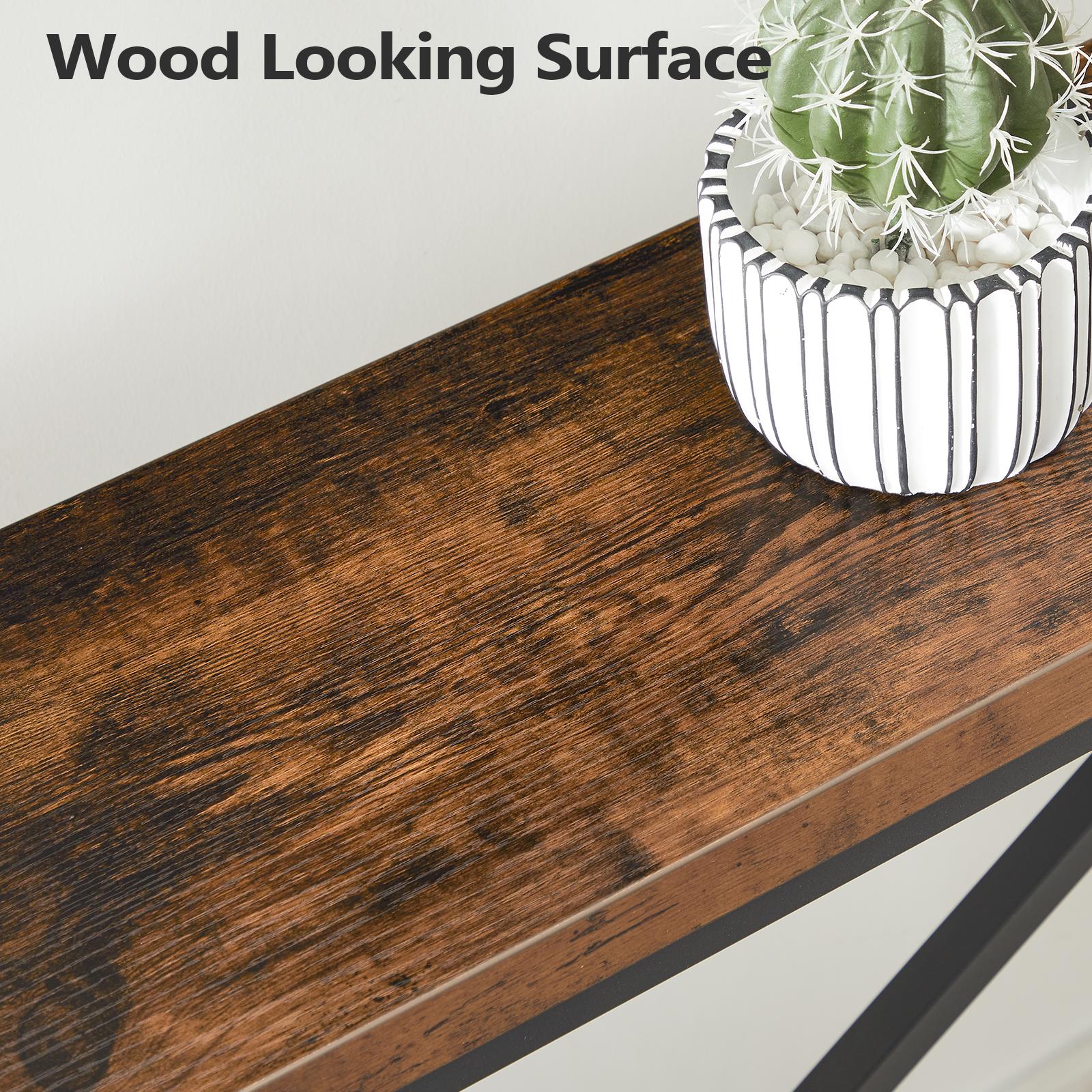 MAHANCRIS 62.2" Industrial Console Table for Entryway, Long Sofa Table Behind Couch with Angled Metal Frame,  for Living Room Bedroom, Hallway Entrance Foyer, Rustic Brown