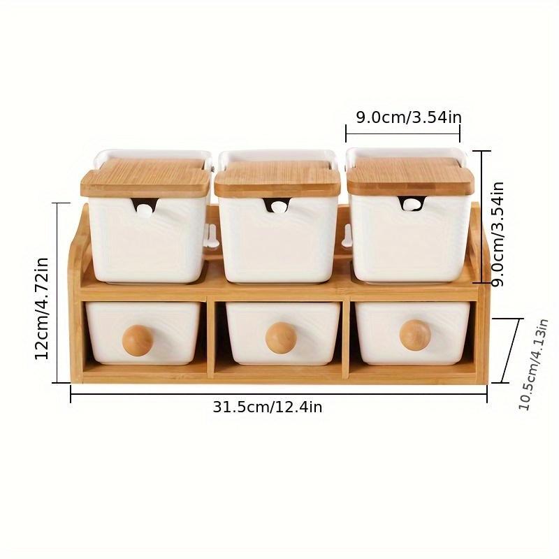 Scandinavian Minimalist Seasoning Box Set Home Spice Jars Ceramic Condiment Bottles Storage Container Kitchen White Rack with Shelf