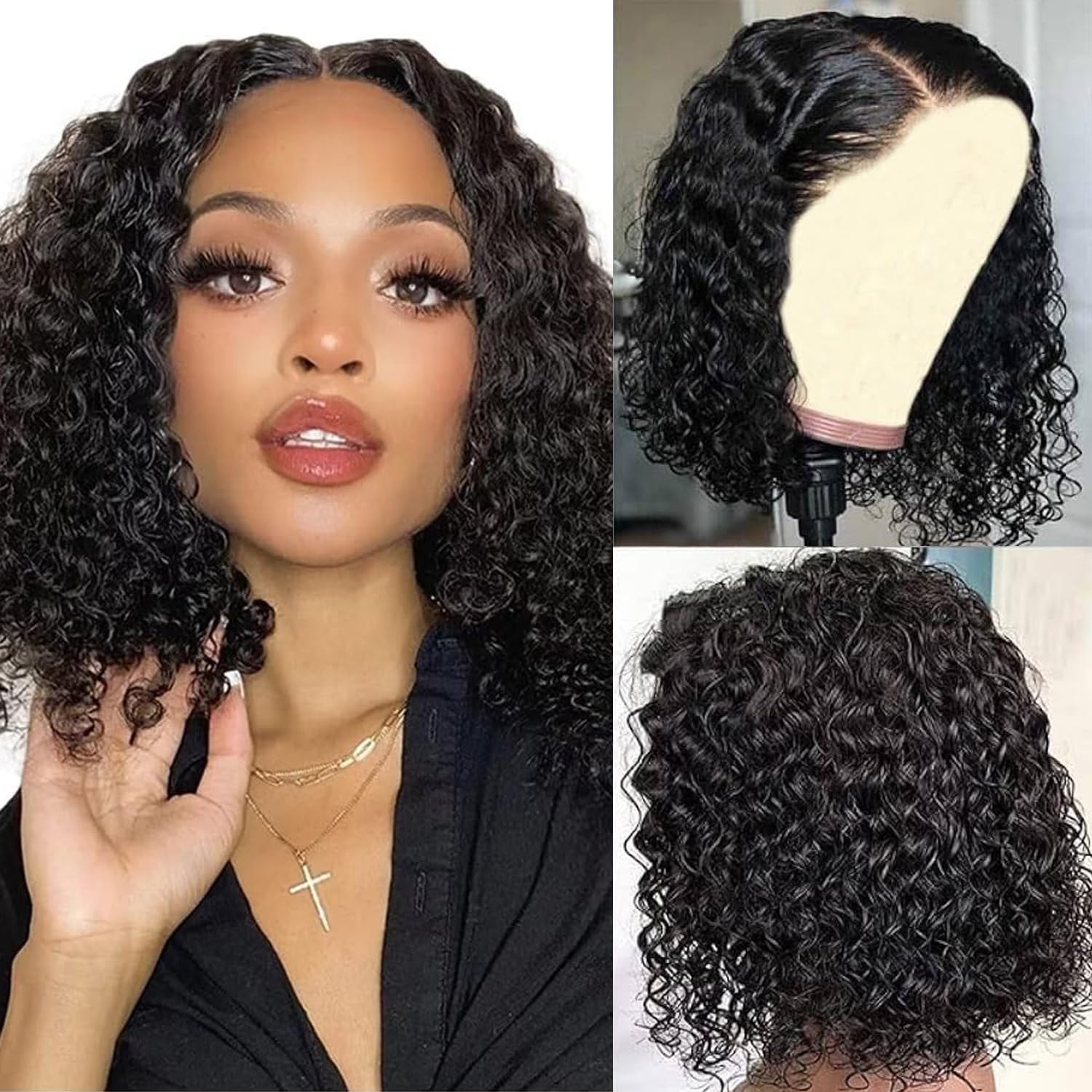 Glueless Staight Short Bob Wig 5x5 Pre Plucked Hairline Pre-Cut  Lace Wig 180% Density HD Transparent Lace Closure Wigs Human Hair for Black Women Short Straight Bob Wigs No Glue Lace Closure Wigs Beginner Friendly Gift for Girlfriend/Wife/FamilySpringtok