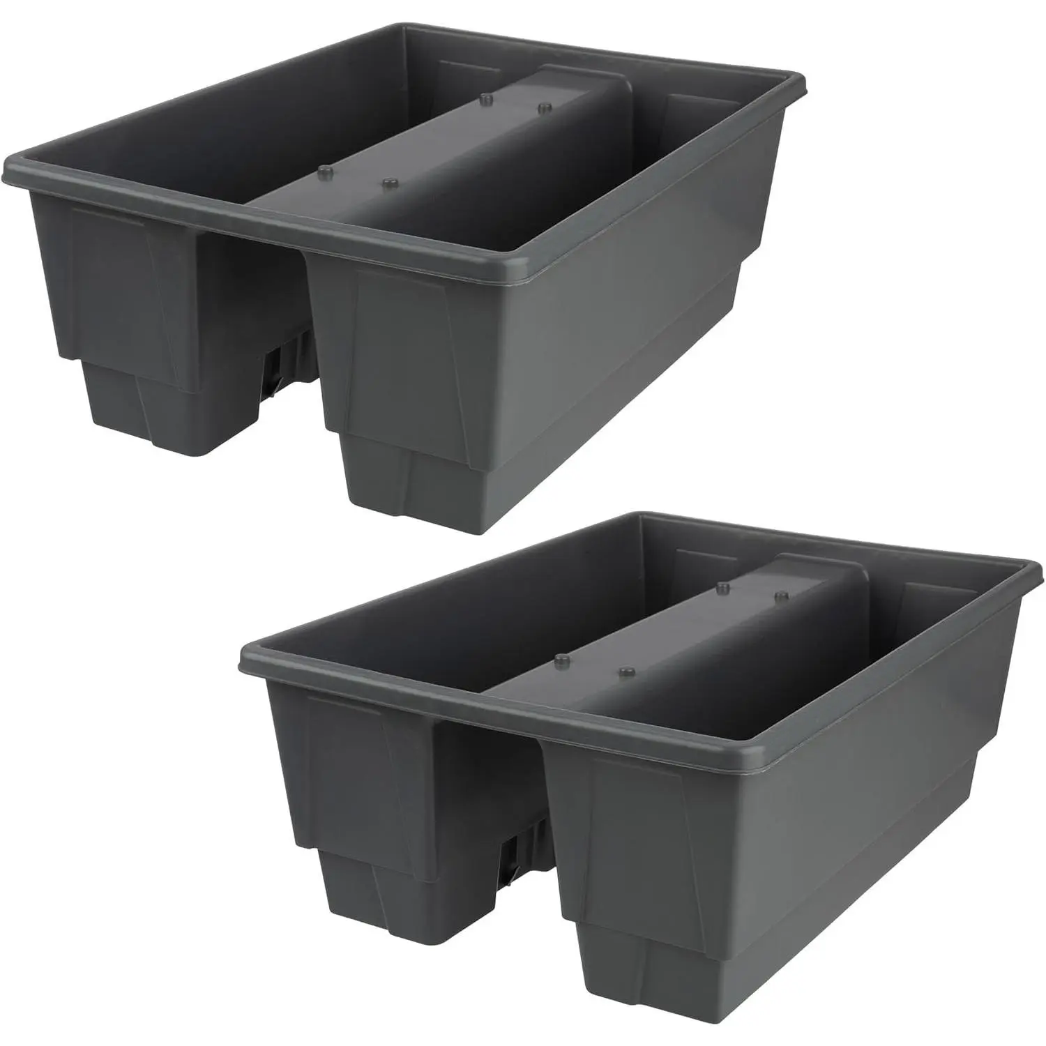 Gray Rectangular Railing Planter Box - 2-Piece, 20.75-in, 6-Gallon Capacity Flower Box with Drainage Insert - Outdoor Deck Porch Balcony Home Supply Organizer