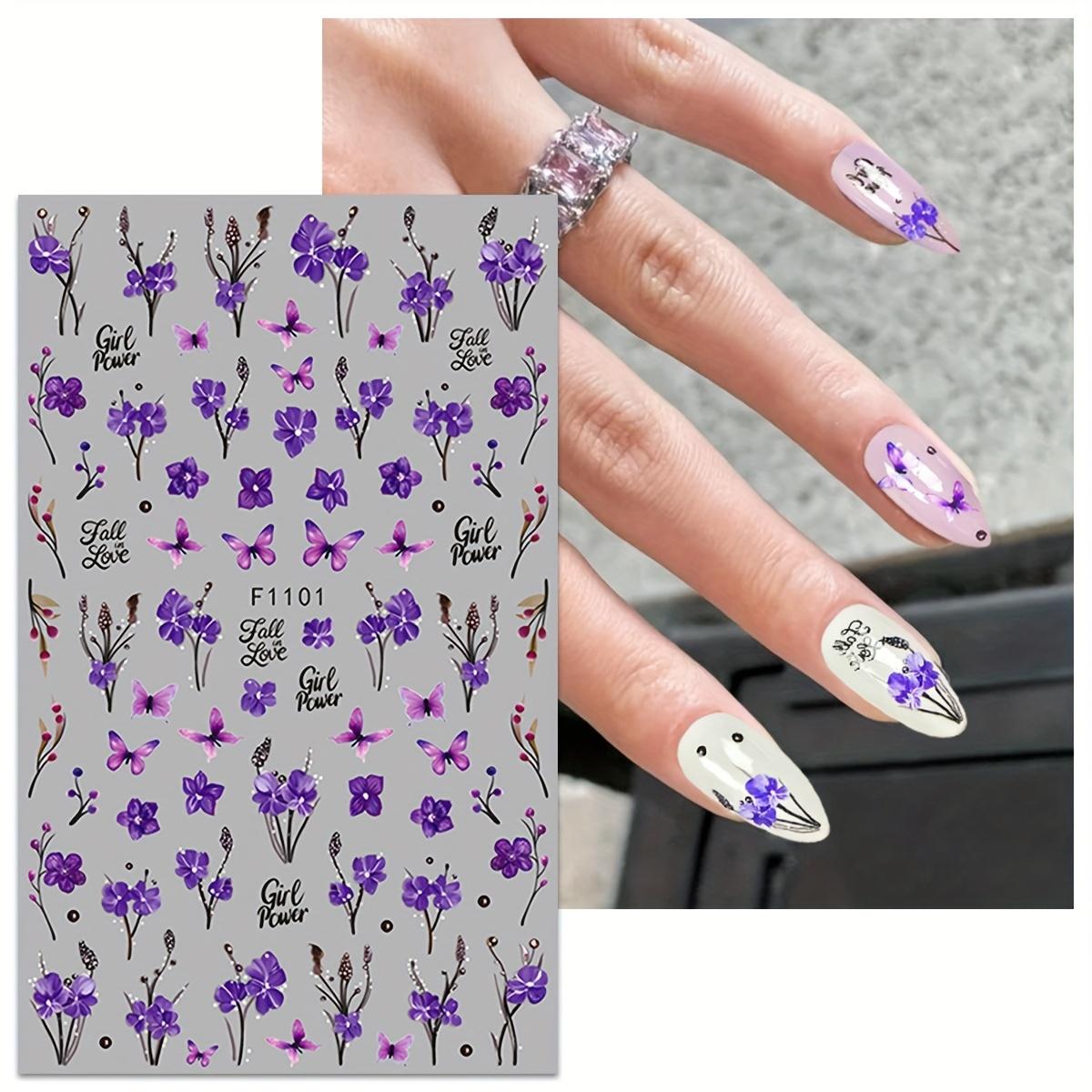 6pcs Spring Butterfly Nail Art Stickers, Glossy Finish, Self-Adhesive, Colorful Print, 3D, Single Use, Unscented, for Women and Girls