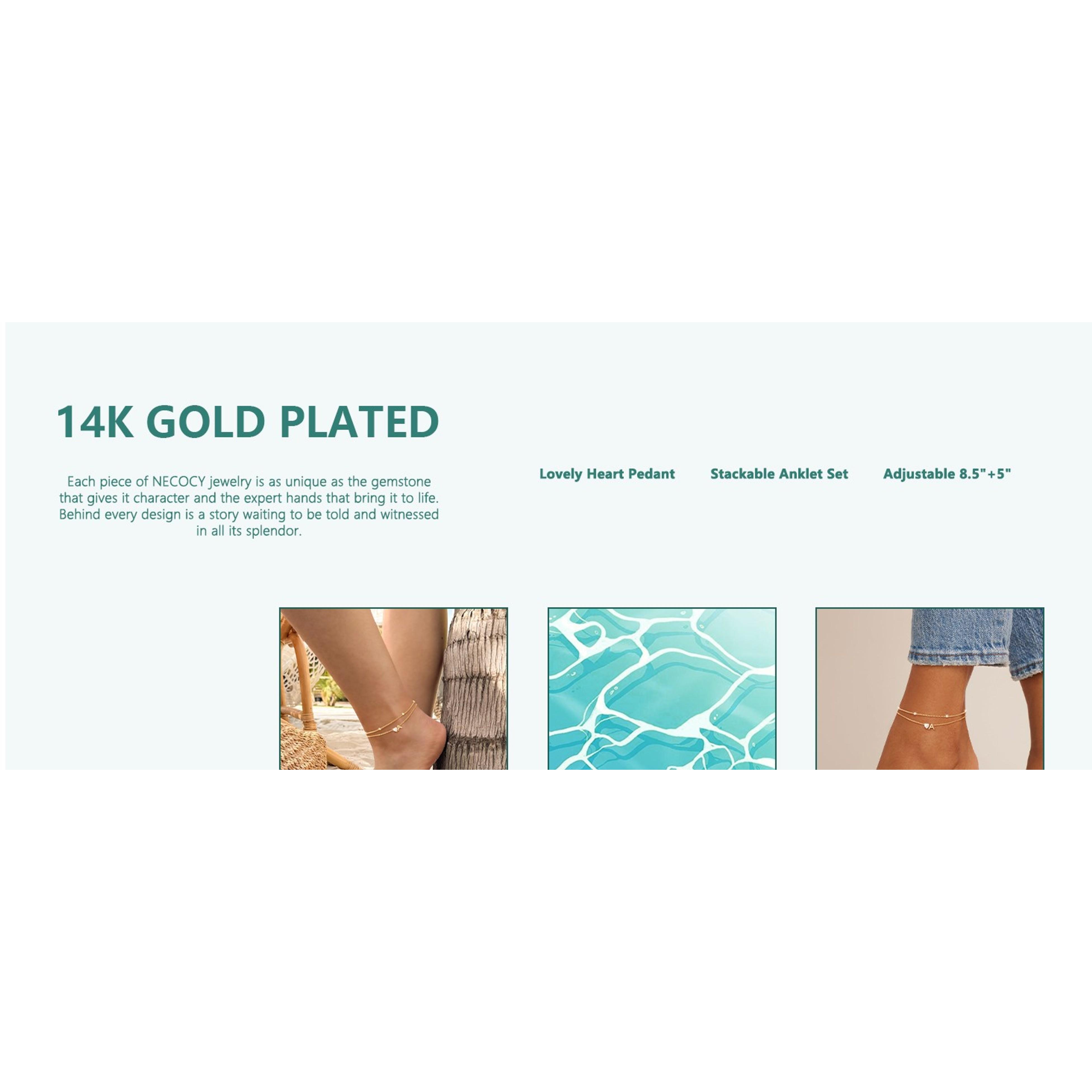 Initial Heart Diamond Anklets for Women Waterproof, Non Tarnish 14k Gold Plated Letter Ankle Bracelets Dainty, Summer Beach Bikini Jewelry Gifts for WomenGift Initial Heart Diamond Anklets for Women Waterproof, Non Tarnish 14k Gold Plated Letter Ankle Bracelets Dainty, Summer Beach Bikini Jewelry Gifts for WomenGift