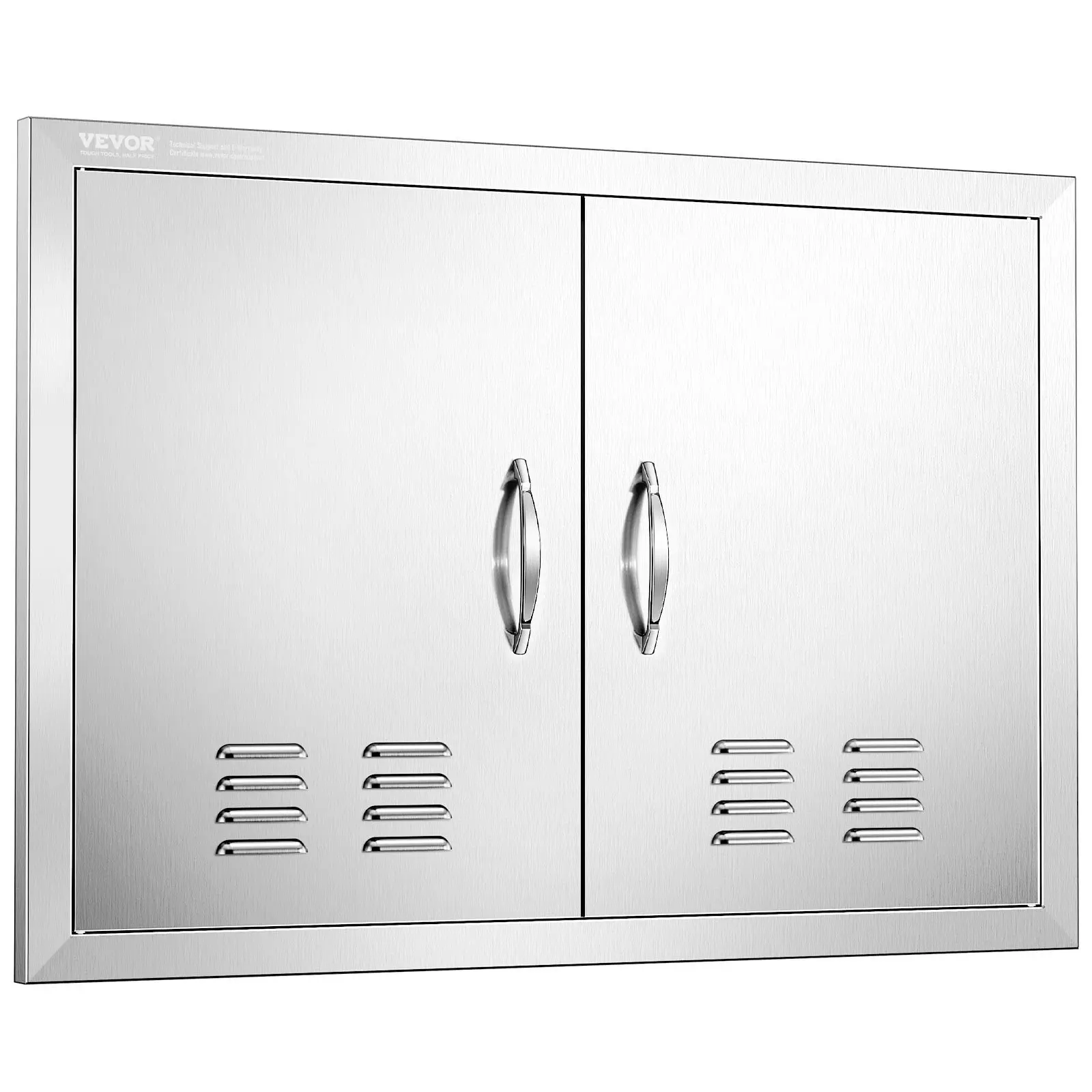 VEVOR BBQ Access Door, 30Wx 21H Inch Double Outdoor Kitchen Door, Stainless Steel Flush Mount Door, Wall Vertical Door with Handles and Vents, for BBQ Island, Grilling Station, Outside Cabinet