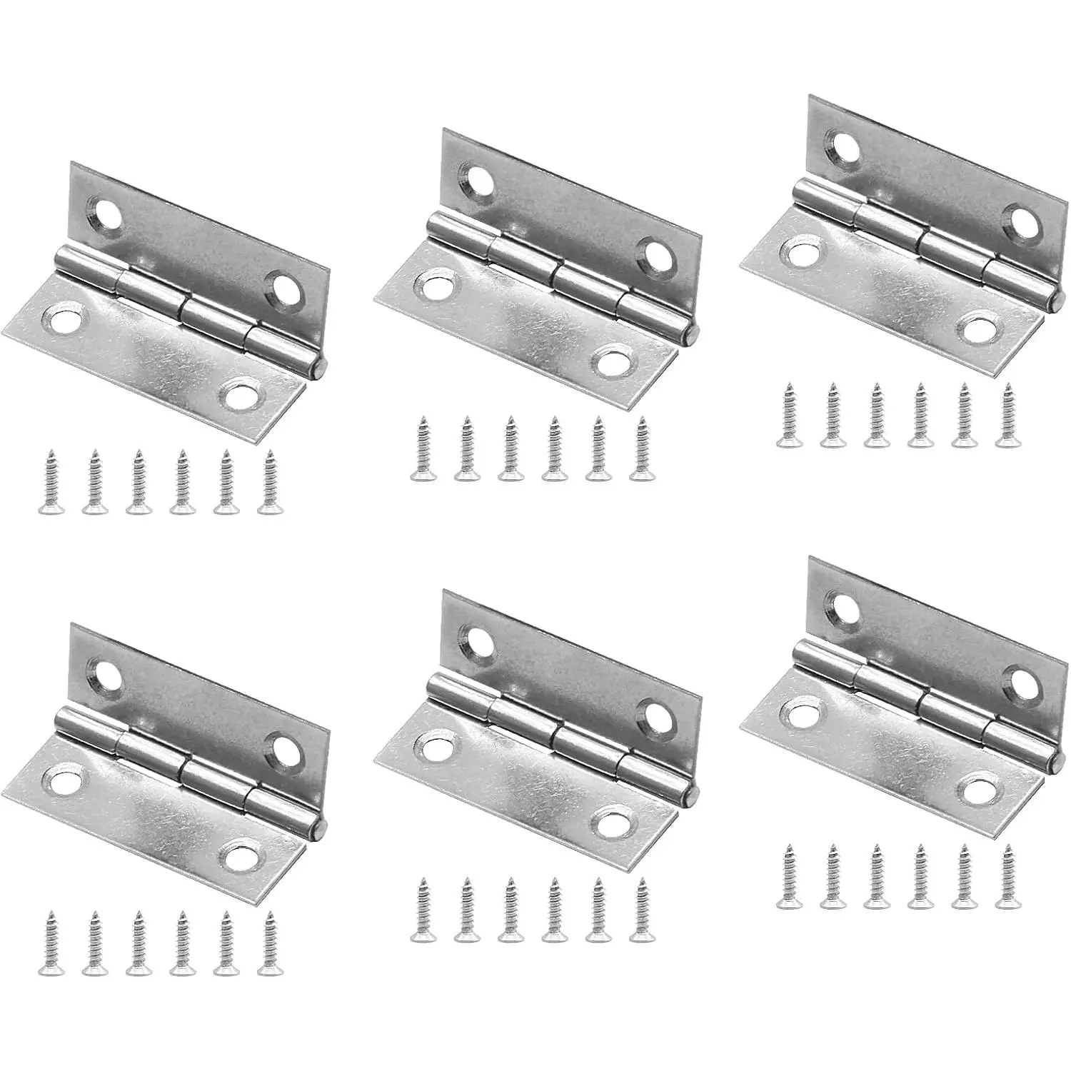 6Pack 1 Inch  Hinge 304 Stainless Steel Mini Hinges | Small Cabinet Hinges, Folding Craft Hinges, Mounting Screws Included, For Boxes Gate Drawer
