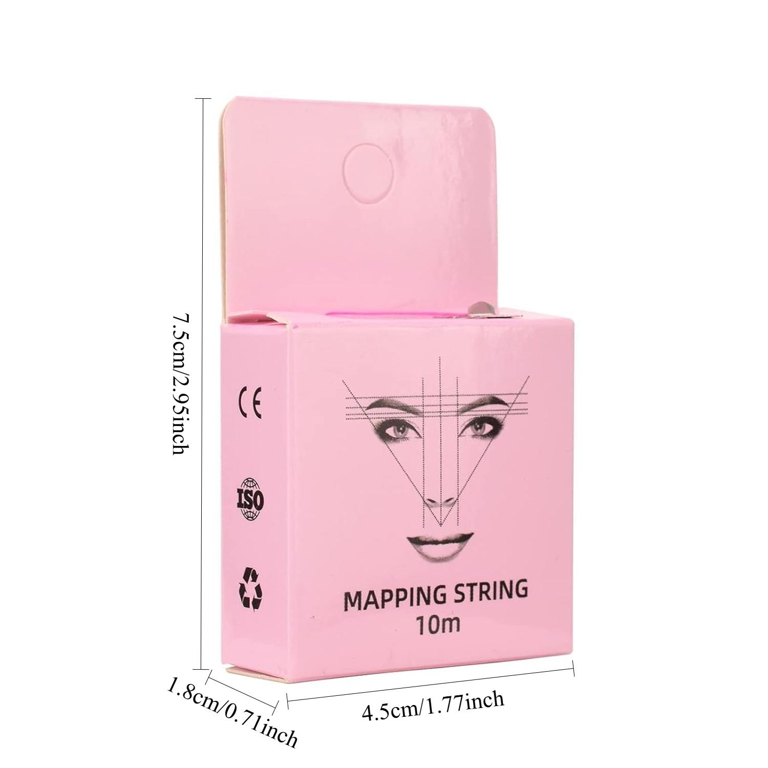 ATOMUS Eyebrow Mapping String 3 Pack Pre-inked 10m(32ft) Microblading String for Brow Marking 3 Colors Black White Pink Measuring String for Eyebrow Makeup Eyebrow Makeup Tool