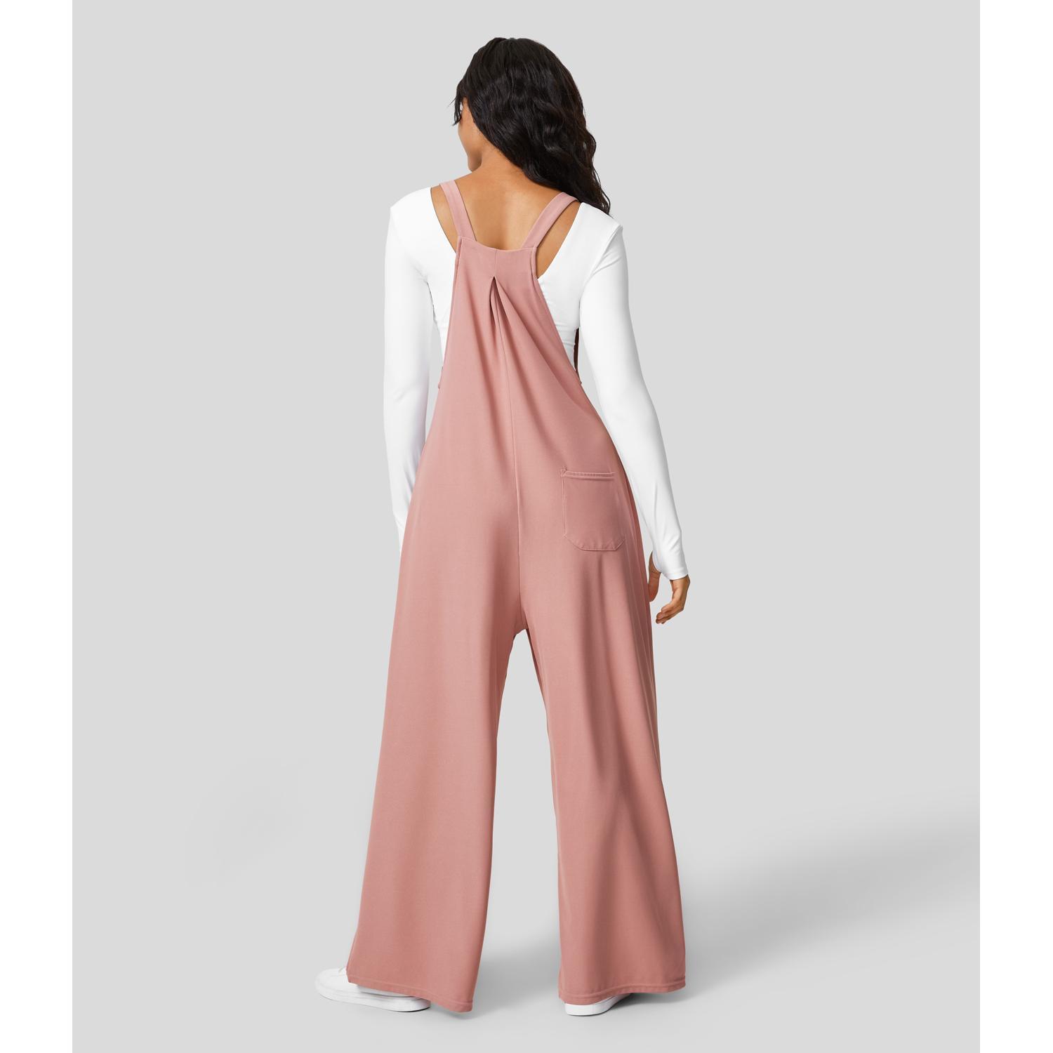 Halara Adjustable Strap Button Multiple Pockets Plicated Waffle Casual Overalls grey overalls girl#TikTokShopBacktoSchool