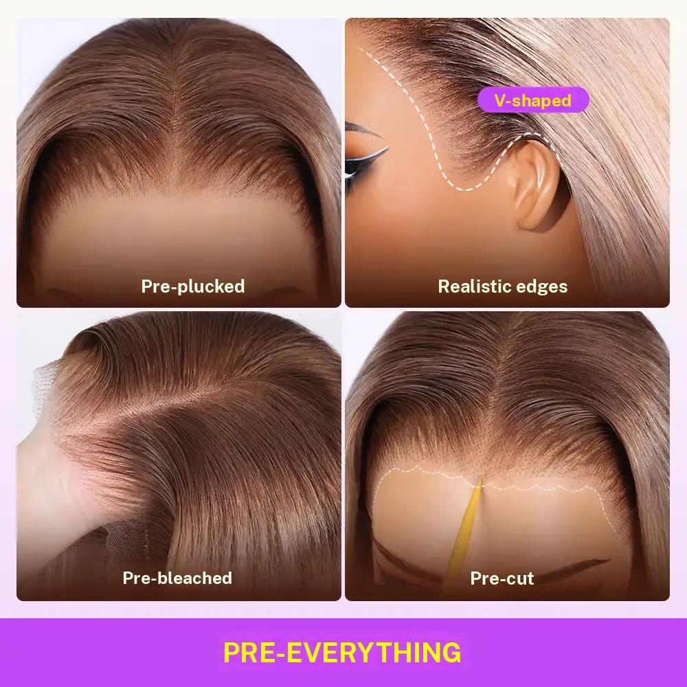 Megalook 13x6 Three Go Glueless Lace Front Human Hair Wig CB Ombre Blond Fashion Color Pre Cut and Pre Plucked with Drawstring 100% Human Hair Wig More Health SpringStatements
