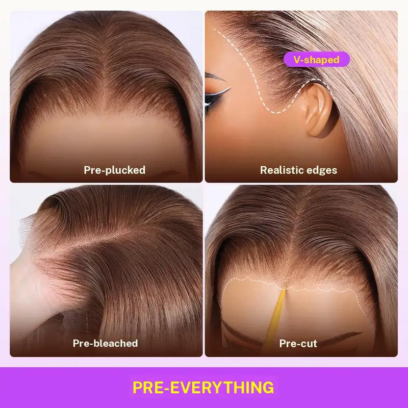 Megalook 13x6 Three Go Glueless Lace Front Human Hair Wig CB Ombre Blond Fashion Color Pre Cut and Pre Plucked with Drawstring 100% Human Hair Wig More Health