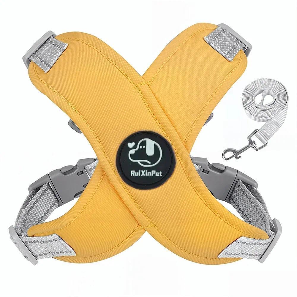 Reflective Dog Vest Harness & Leash Set - Soft, Adjustable, No-Pull Chest Strap, Reflective Strips, Breathable Fabric, Multi-Size for Small-Medium Dogs Cats Pug Daily Walking