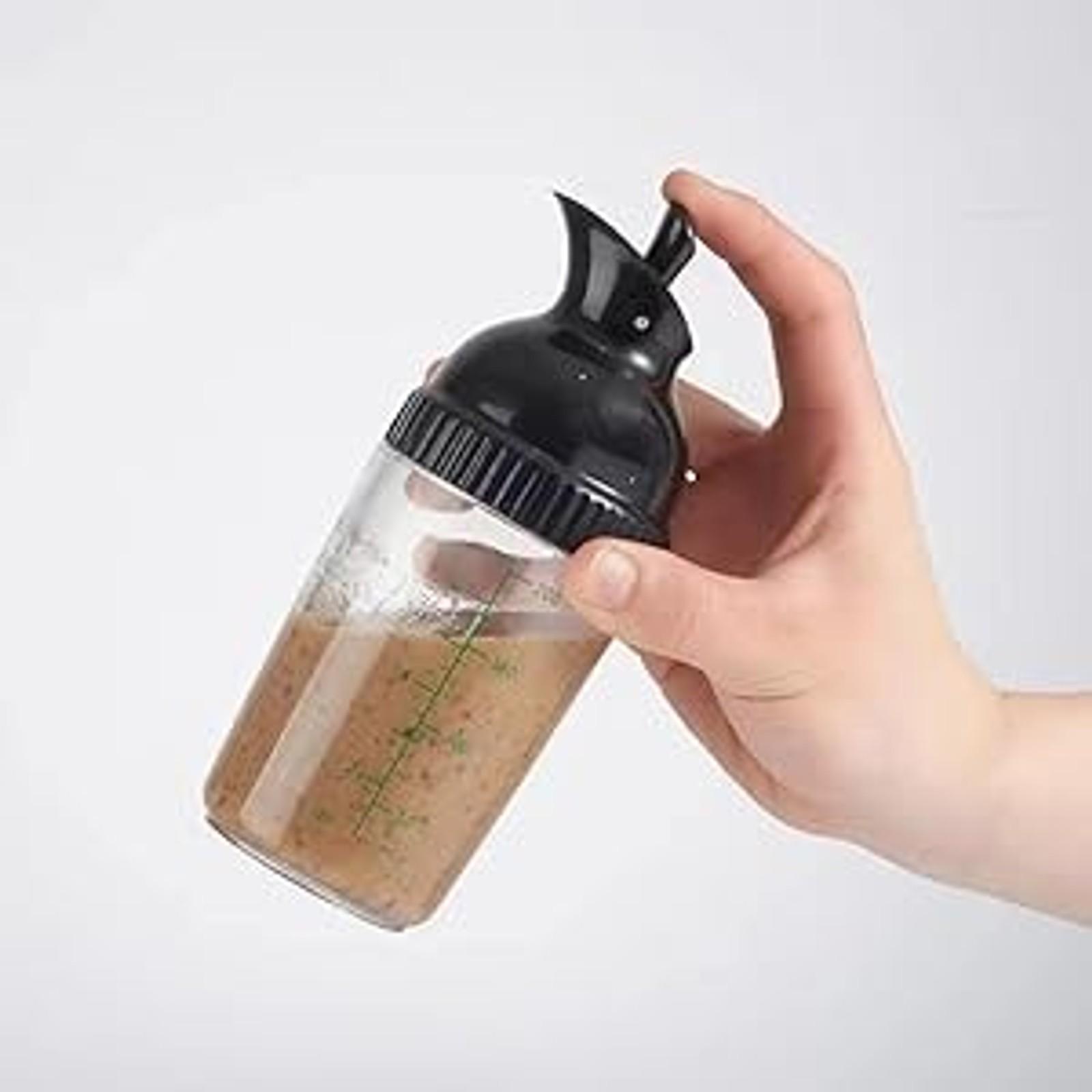 Salad Dressing Shaker Container, Homemade Salad Dressing Bottle Mixer Measure,Dripless Pour, Soft Grip, BPA Free（2 Pcs）