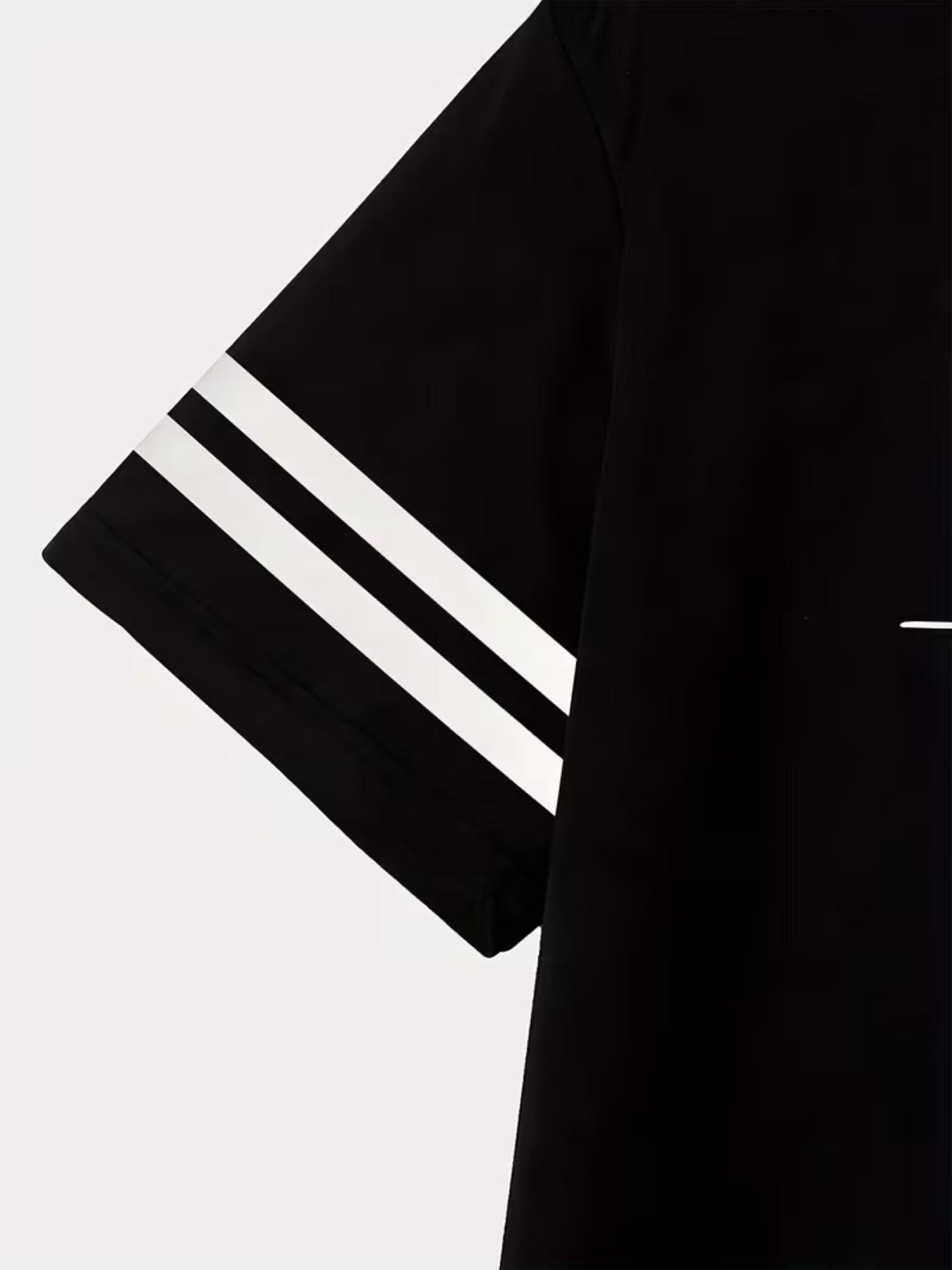 Men's Fashion Casual T-Shirt, Lightweight Polyester, Round Neck Short Sleeve, All-Season Comfort, Daily Wear