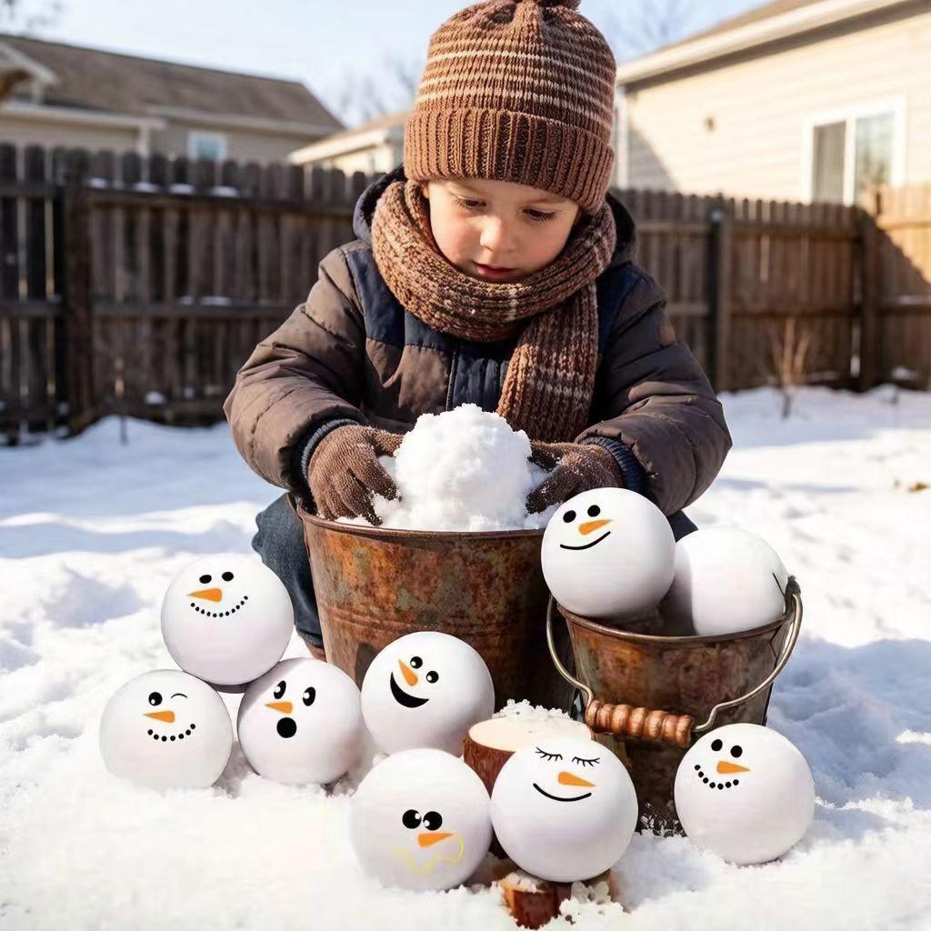 20pcs New 4cm PU Ball Christmas Snowflake Snowman Balls, Various Expressions, Holiday Decorations, Party Supplies, Gift Ideas