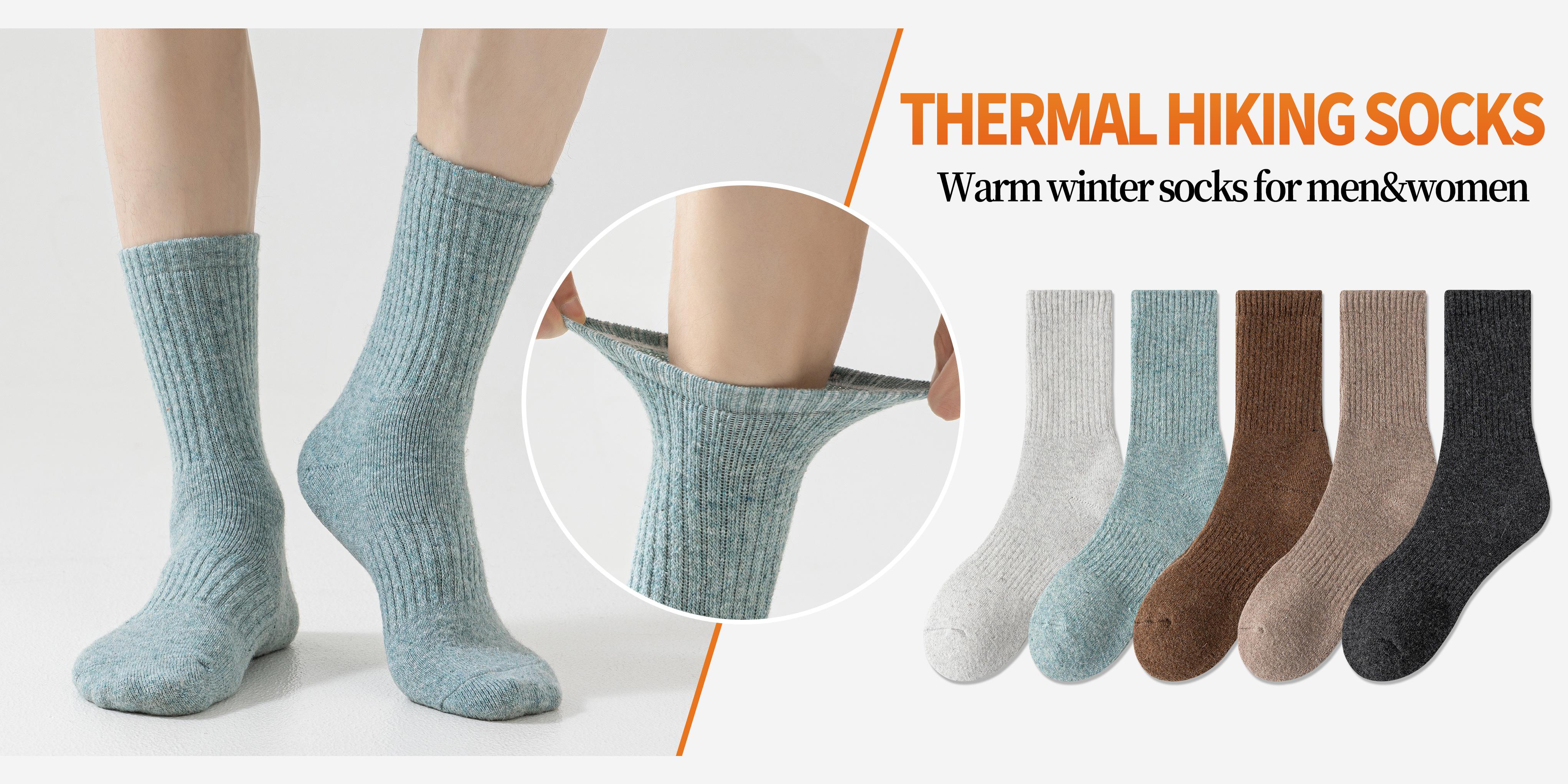 5 Pairs Womens Merino Wool Thermal Socks Winter Thick Warm Hiking Cozy Crew Comfy Boot Socks Womenswear Makapal