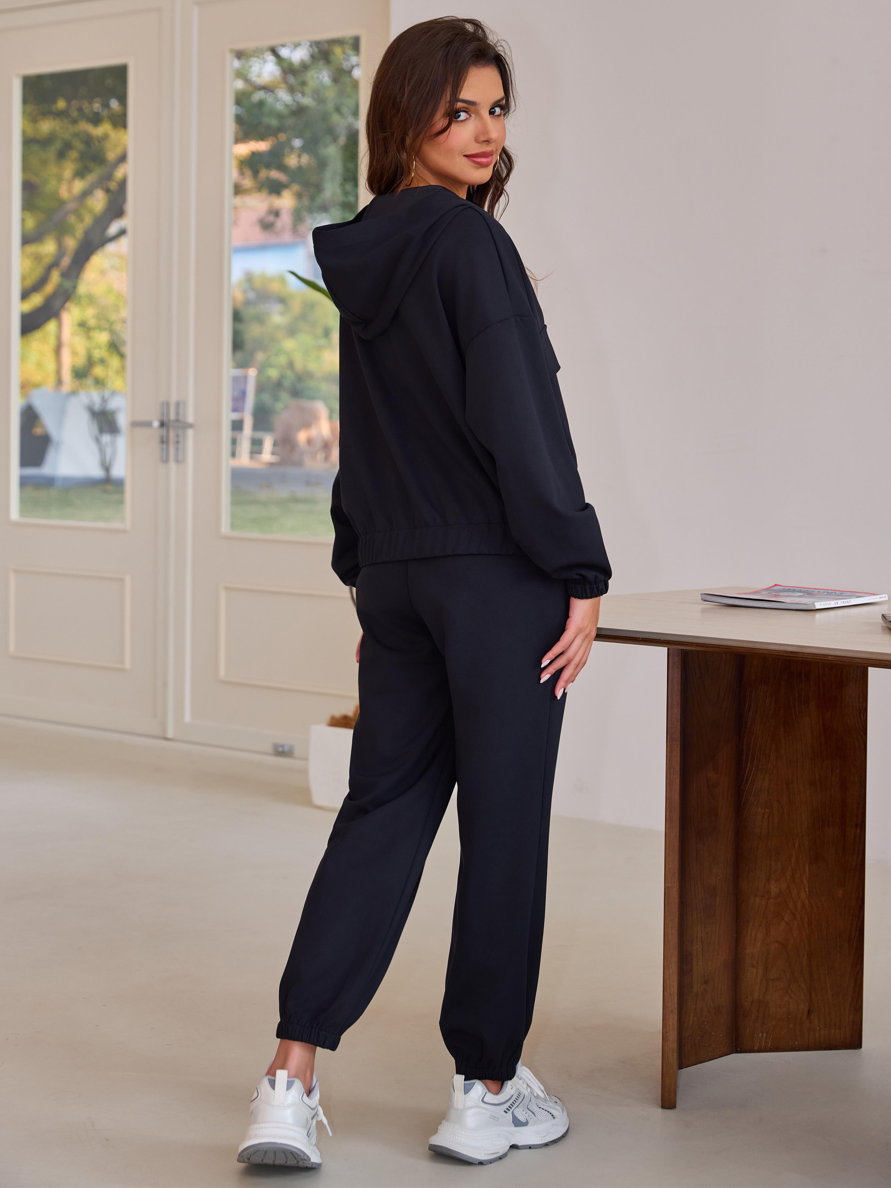 Joyfunear Women's 2-Piece Zip-Up Hoodie Sweatsuit Set, Summer-Fall Lounge Sweatpants Tracksuit Joyfunear Women's 2-Piece Zip-Up Hoodie Sweatsuit Set, Summer-Fall Lounge Sweatpants Tracksuit