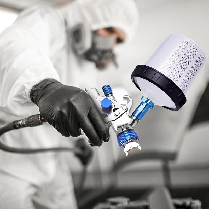 HVLP Paint Sprayer With 10pcs 600ML Mixing Quick Cup, Spray Paint Gun Set Contain 3 Nozzles 1.4/1.7/2mm &Pressure Gauge, Sprayer Gun For Car Painting, Furniture Surface Spraying (Blue Set)